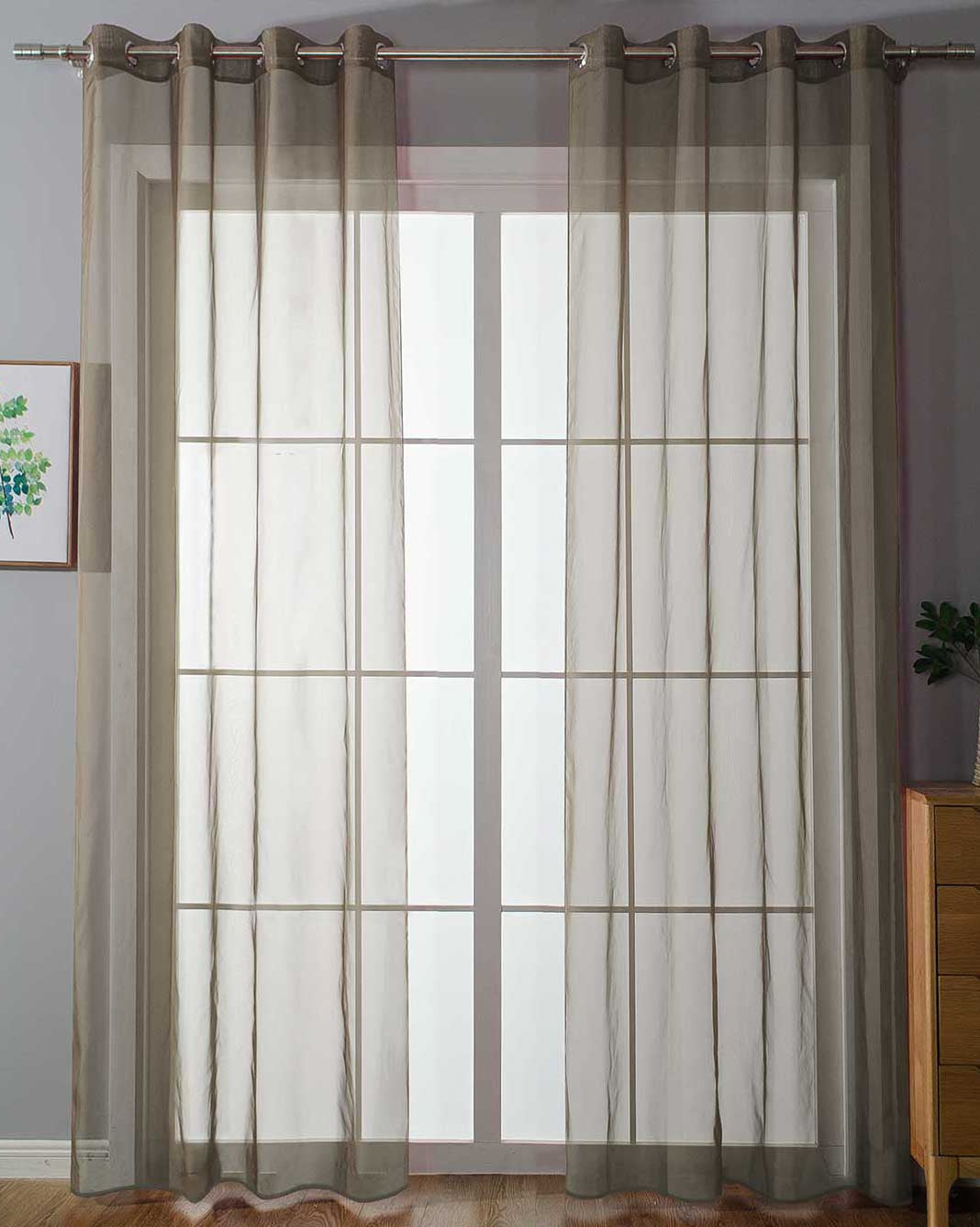 2er-Pack Ösen Gardinen Transparent Vorhang Set Wohnzimmer Voile Ösenvorhang Bleibandabschluß 203322 Nougat HxB 225x140 cm Gardinen Set 203322nougat_5f050173-4076-466a-a523-36bbad0c95ef | girdainenbox.com
