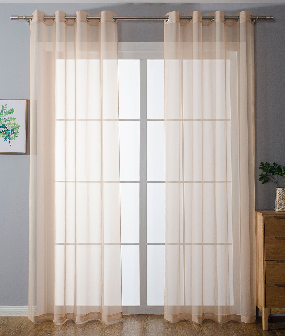 2er-Pack Ösen Gardinen Transparent Vorhang Set Wohnzimmer Voile Ösenvorhang Bleibandabschluß 203322 Sand HxB 175x140 cm Gardinen Set 203322sand_6f865845-37f6-4aa9-bf60-083cbf6b0c36 | girdainenbox.com