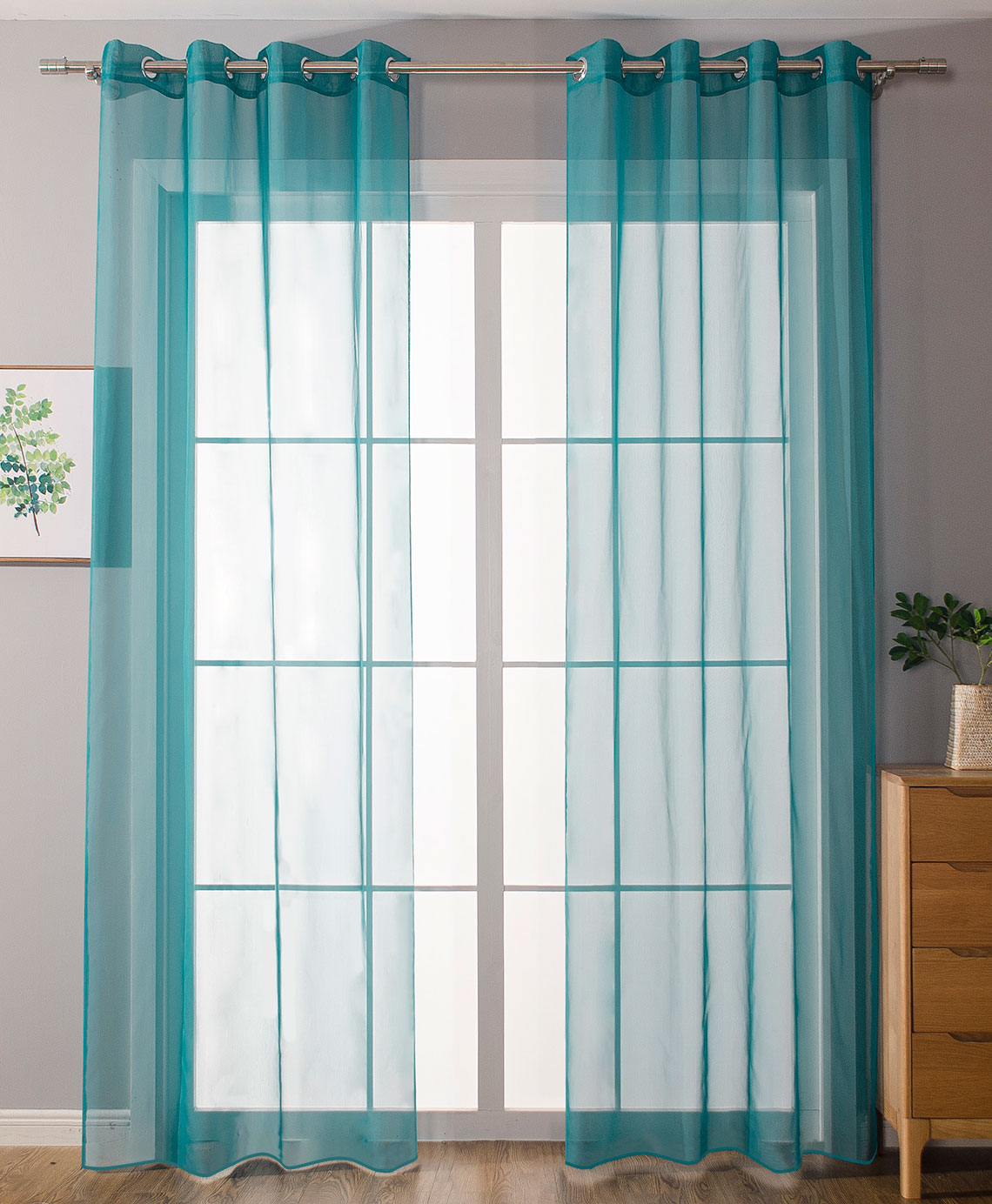 2er-Pack Ösen Gardinen Transparent Vorhang Set Wohnzimmer Voile Ösenvorhang Bleibandabschluß 203322 Türkis HxB 245x140 cm Gardinen Set 203322tuerkis_a9778f5d-b795-4ab5-a41b-638eeea4c846 | girdainenbox.com