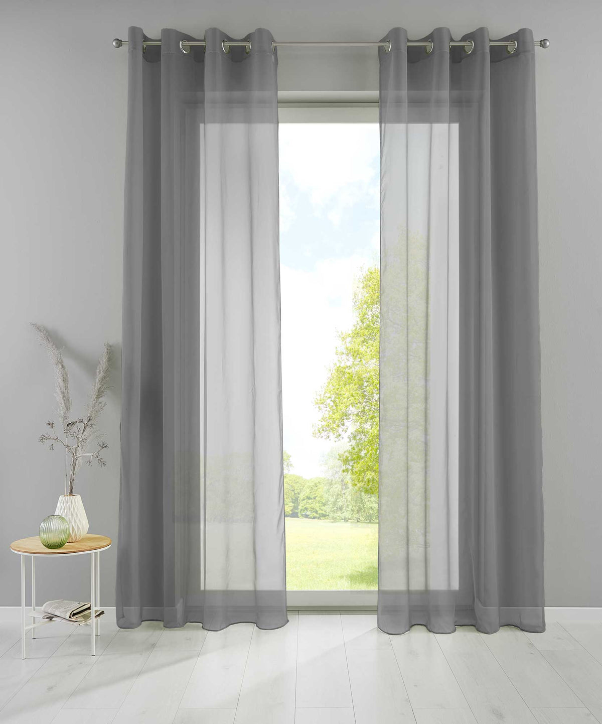 2er Set Ösengardinen Transparent »Basel« Gardine Bleiband Store Vorhang 20332TR2 Gardinen Set 20332TR2dunkelgrau | girdainenbox.com