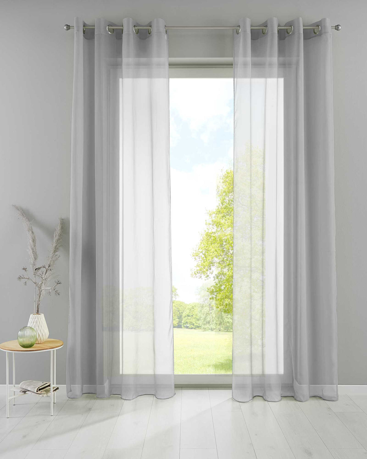 2er Set Ösengardinen Transparent »Basel« Gardine Bleiband Store Vorhang 20332TR2 Grau HxB 175x140 cm Gardinen Set 20332TR2grau-175_b801b623-f124-419f-8b6c-e1a496ffadae | girdainenbox.com