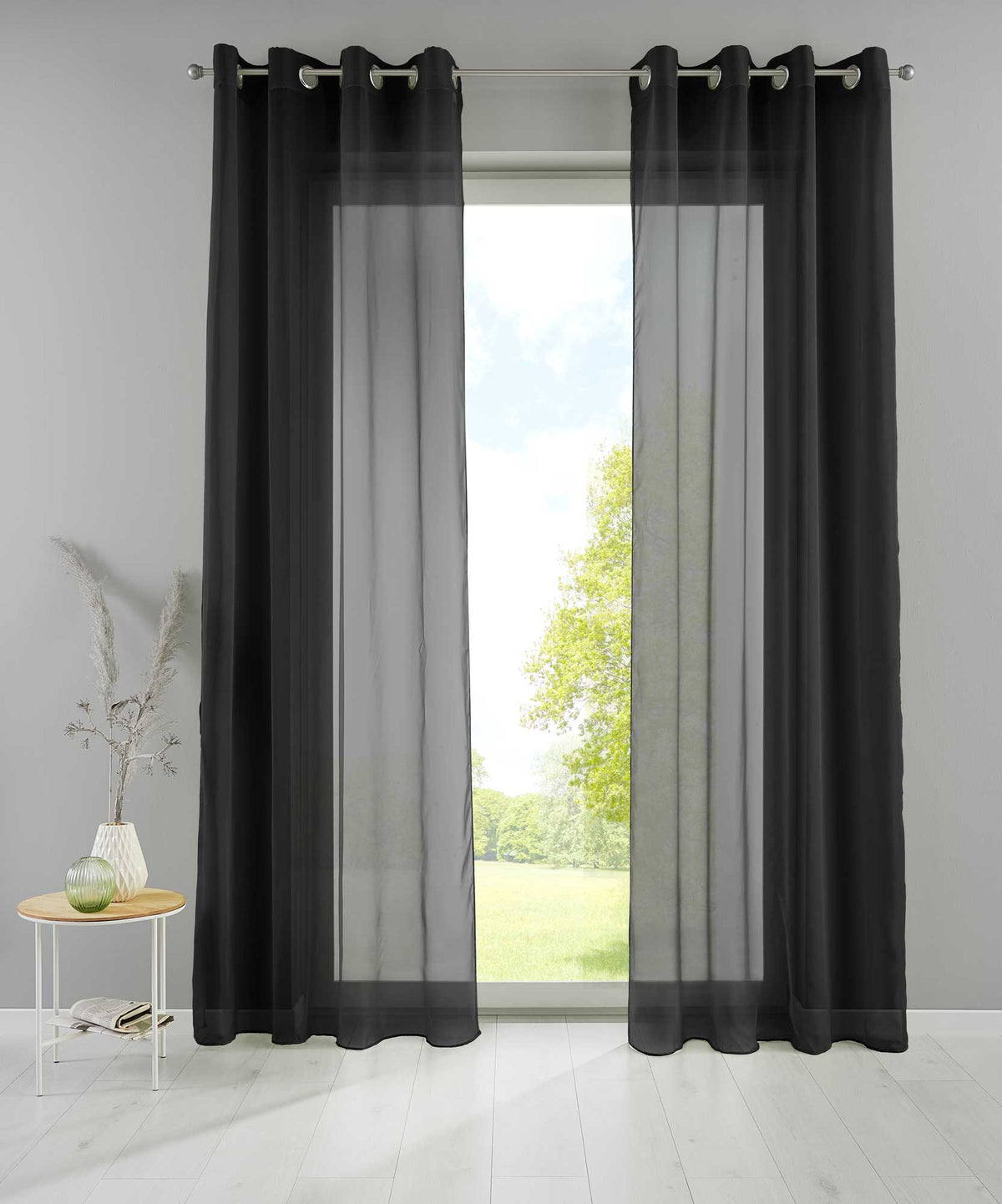 2er Set Ösengardinen Transparent »Basel« Gardine Bleiband Store Vorhang 20332TR2 Gardinen Set 20332TR2schwarz_82e28fba-6700-4be2-bb56-2ac1d4405ef0 | girdainenbox.com