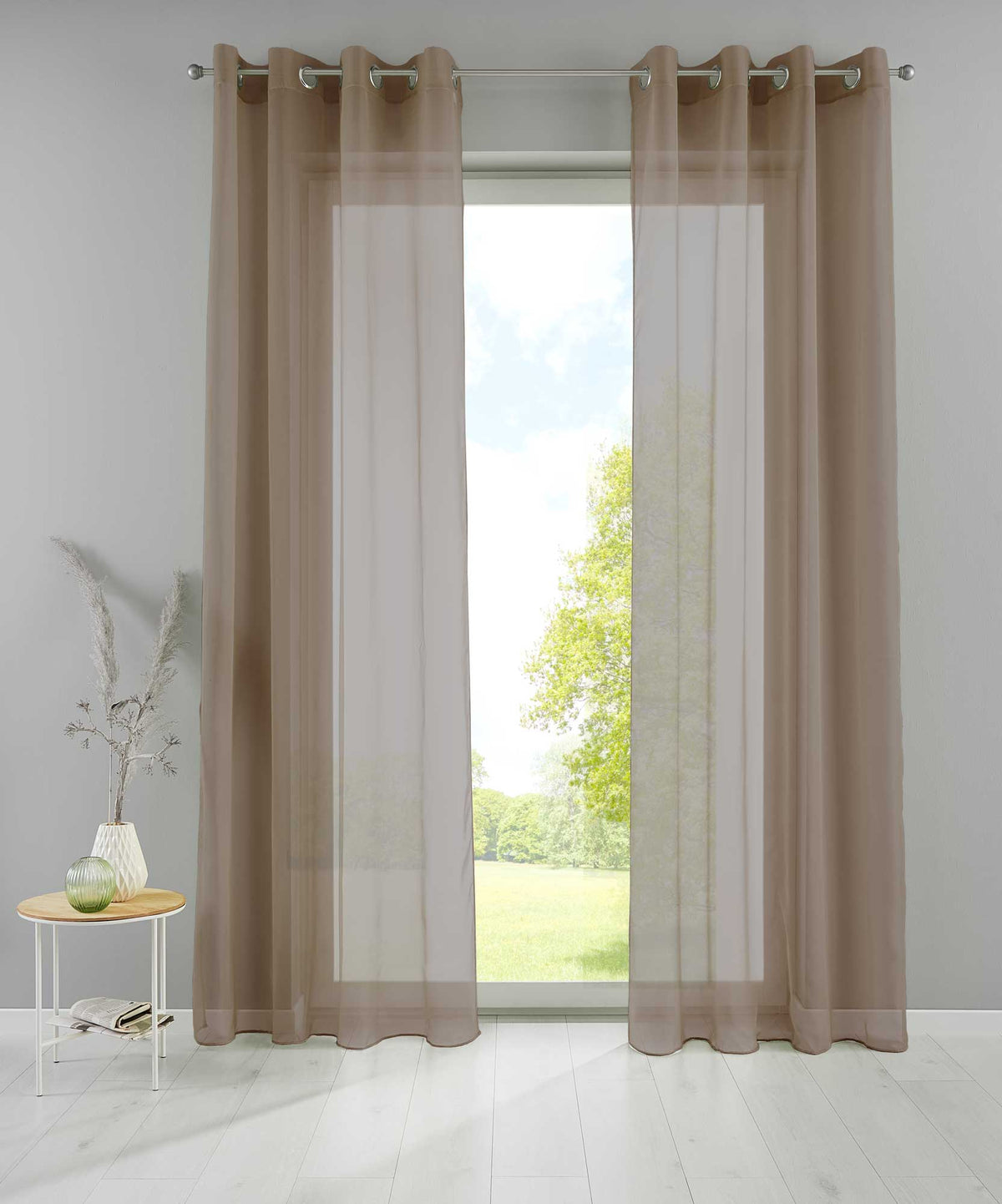 2er Set Ösengardinen Transparent »Basel« Gardine Bleiband Store Vorhang 20332TR2 Gardinen Set 20332TR2taupe_12e38215-649e-43af-8a2d-0bd94da97d83 | girdainenbox.com