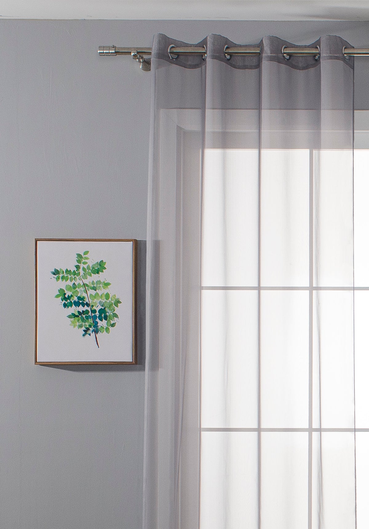 2er-Pack Ösen Gardinen Transparent Vorhang Set Wohnzimmer Voile Ösenvorhang Bleibandabschluß 203322 Gardinen Set 20332_grau_2 | girdainenbox.com