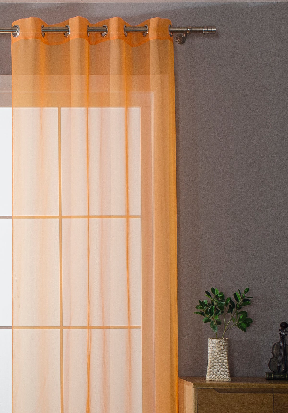 2er-Pack Ösen Gardinen Transparent Vorhang Set Wohnzimmer Voile Ösenvorhang Bleibandabschluß 203322 Gardinen Set 20332_orange_2 | girdainenbox.com