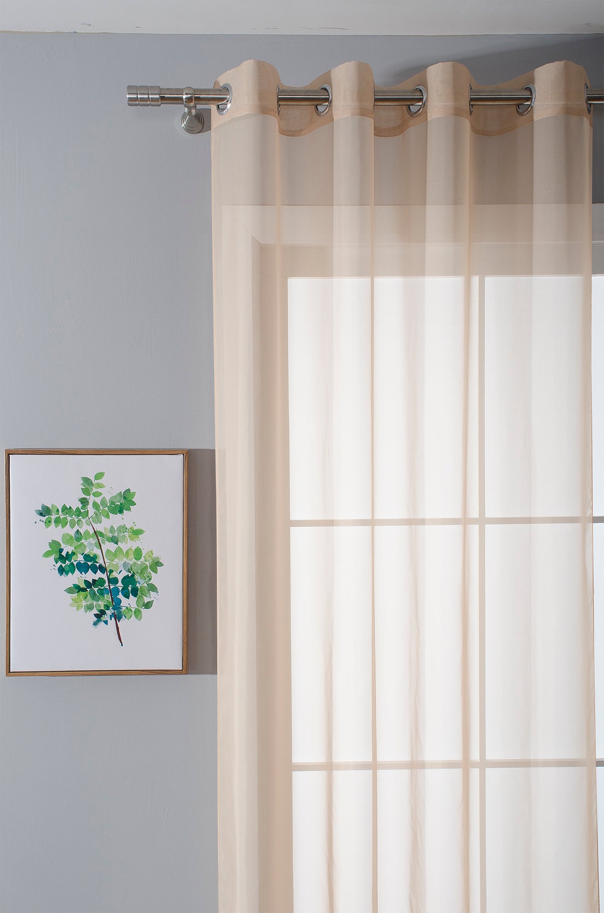 2er-Pack Ösen Gardinen Transparent Vorhang Set Wohnzimmer Voile Ösenvorhang Bleibandabschluß 203322 Gardinen Set 20332_sand_2 | girdainenbox.com