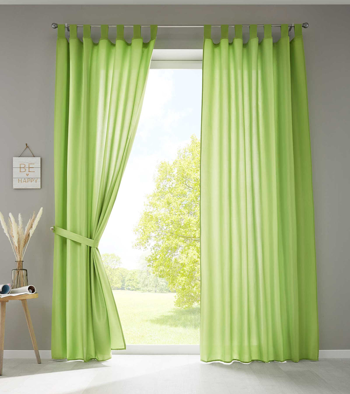 2er Set Vorhänge Schal Schlaufen »Berlin« Microsatin Lichtdurchlässig Kräuselband Uni Matt 20400N2 Apfelgrün HxB 225x140 cm Vorhang 20400N2apfelgruen_1766a48b-a014-4610-b15c-6d3ac0501e0d | girdainenbox.com
