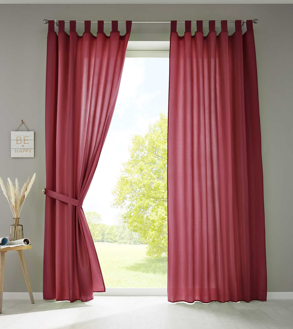 2er Set Vorhänge Schal Schlaufen »Berlin« Microsatin Lichtdurchlässig Kräuselband Uni Matt 20400N2 Bordeaux HxB 245x140 cm Vorhang 20400N2bordeaux | girdainenbox.com