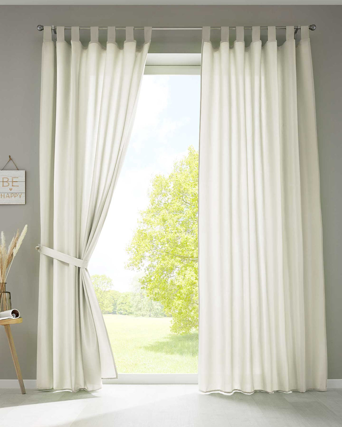 2er Set Vorhänge Schal Schlaufen »Berlin« Microsatin Lichtdurchlässig Kräuselband Uni Matt 20400N2 Creme HxB 245x140 cm Vorhang 20400N2creme | girdainenbox.com