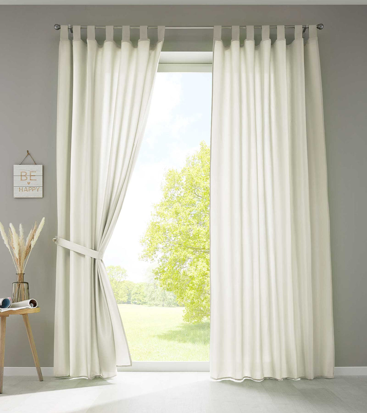 2er Set Vorhänge Schal Schlaufen »Berlin« Microsatin Lichtdurchlässig Kräuselband Uni Matt 20400N2 Creme HxB 245x140 cm Vorhang 20400N2creme | girdainenbox.com
