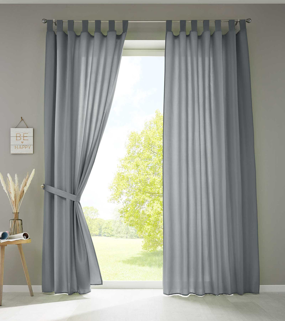2er Set Vorhänge Schal Schlaufen »Berlin« Microsatin Lichtdurchlässig Kräuselband Uni Matt 20400N2 Grau HxB 225x140 cm Vorhang 20400N2grau_17bfcbc3-85ad-45e3-a7e7-e31b5378d07e | girdainenbox.com