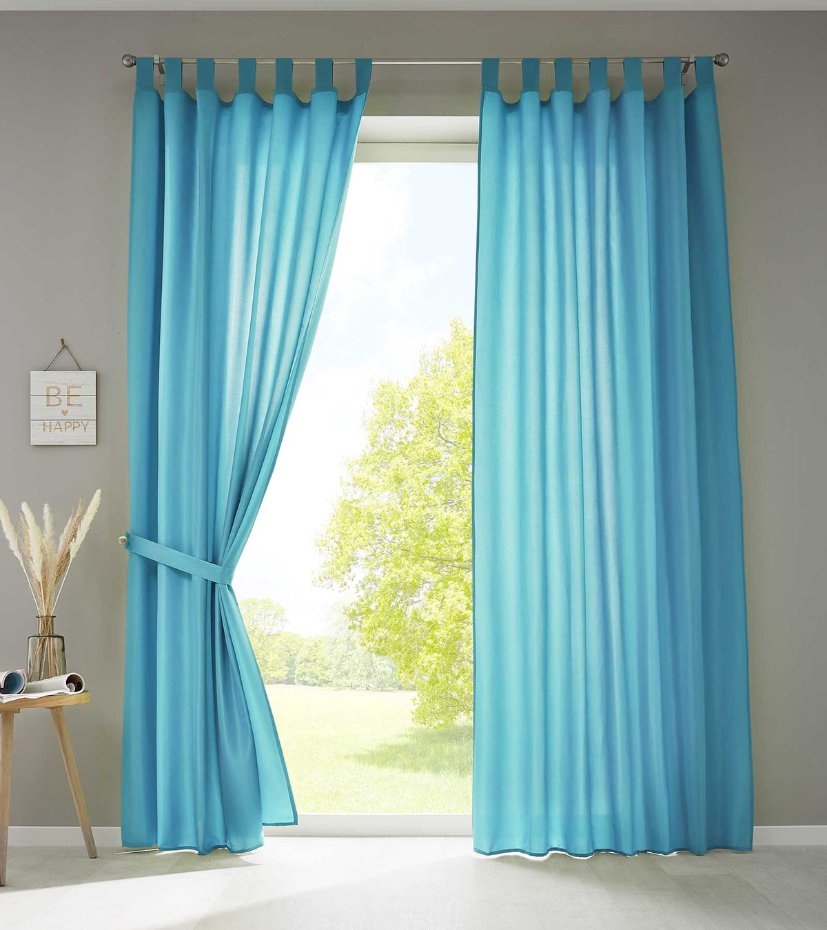 2er Set Vorhänge Schal Schlaufen »Berlin« Microsatin Lichtdurchlässig Kräuselband Uni Matt 20400N2 Türkis HxB 225x140 cm Vorhang 20400N2tuerkis_6eda0b23-28c6-4e0f-9db3-69268821c9be | girdainenbox.com