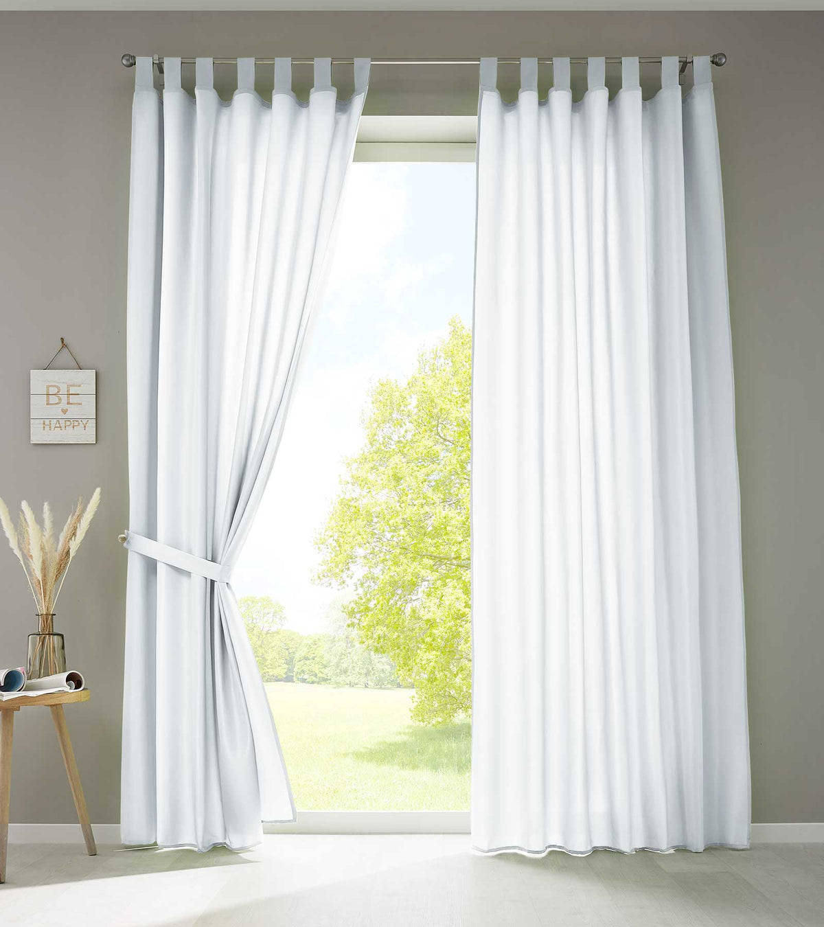 2er Set Vorhänge Schal Schlaufen »Berlin« Microsatin Lichtdurchlässig Kräuselband Uni Matt 20400N2 Weiß HxB 225x140 cm Vorhang 20400N2weiss_c9af10c8-a4cb-493a-b6e1-f1f25c9e4239 | girdainenbox.com
