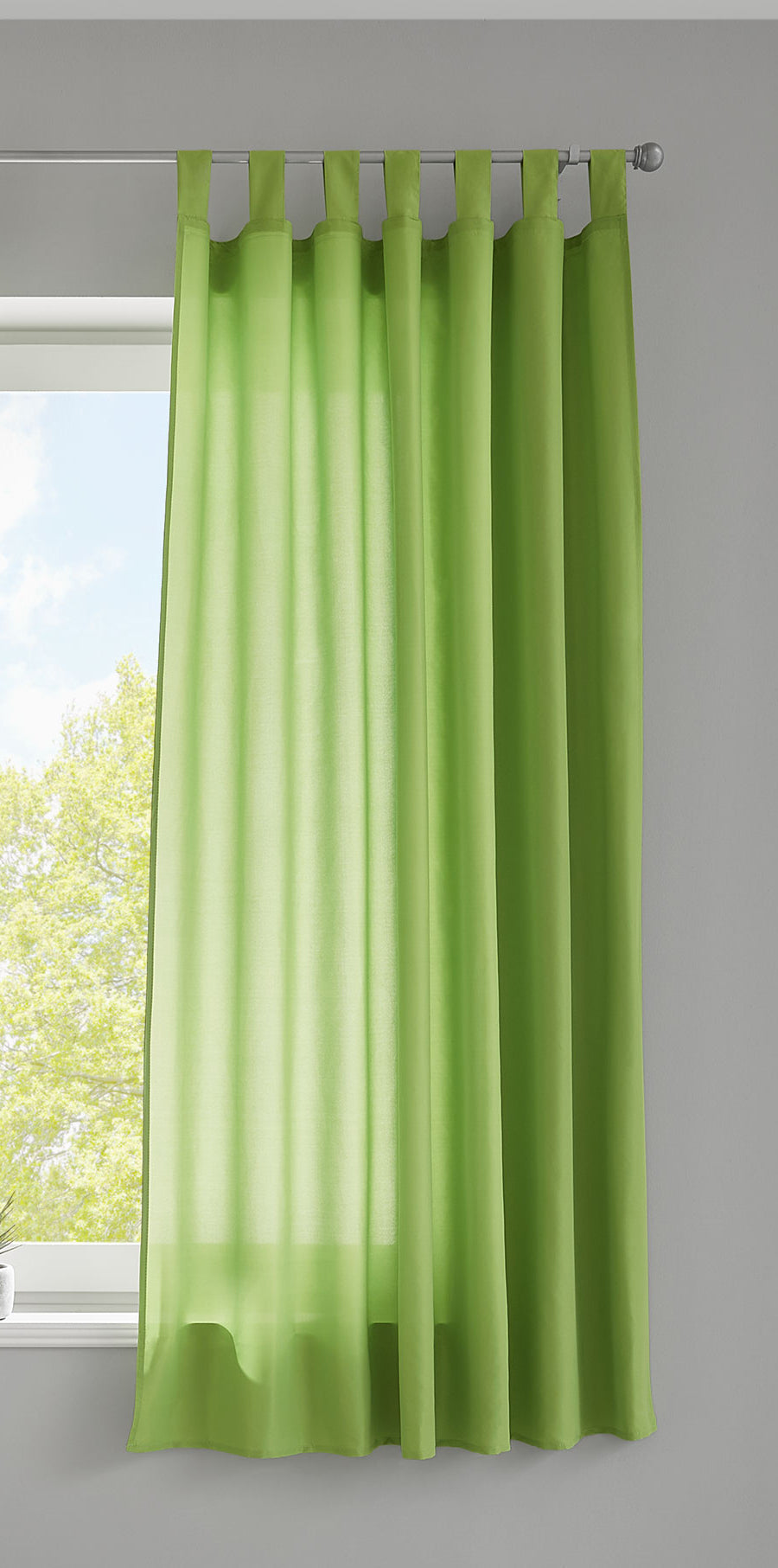 1er Set Vorhang Schal Schlaufen »Berlin« Microsatin Lichtdurchlässig Kräuselband Uni Matt 20400N Apfelgrün HxB 175x140 cm Gardinenschal 20400Napfelgruen-175_2 | girdainenbox.com