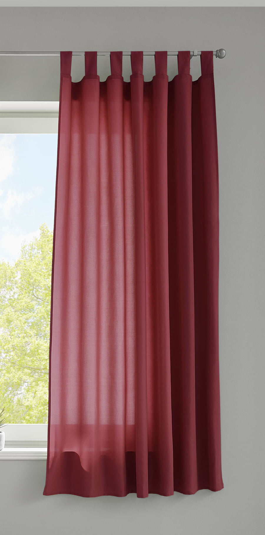 1er Set Vorhang Schal Schlaufen »Berlin« Microsatin Lichtdurchlässig Kräuselband Uni Matt 20400N Bordeaux HxB 175x140 cm Gardinenschal 20400Nbordeaux-175_2 | girdainenbox.com