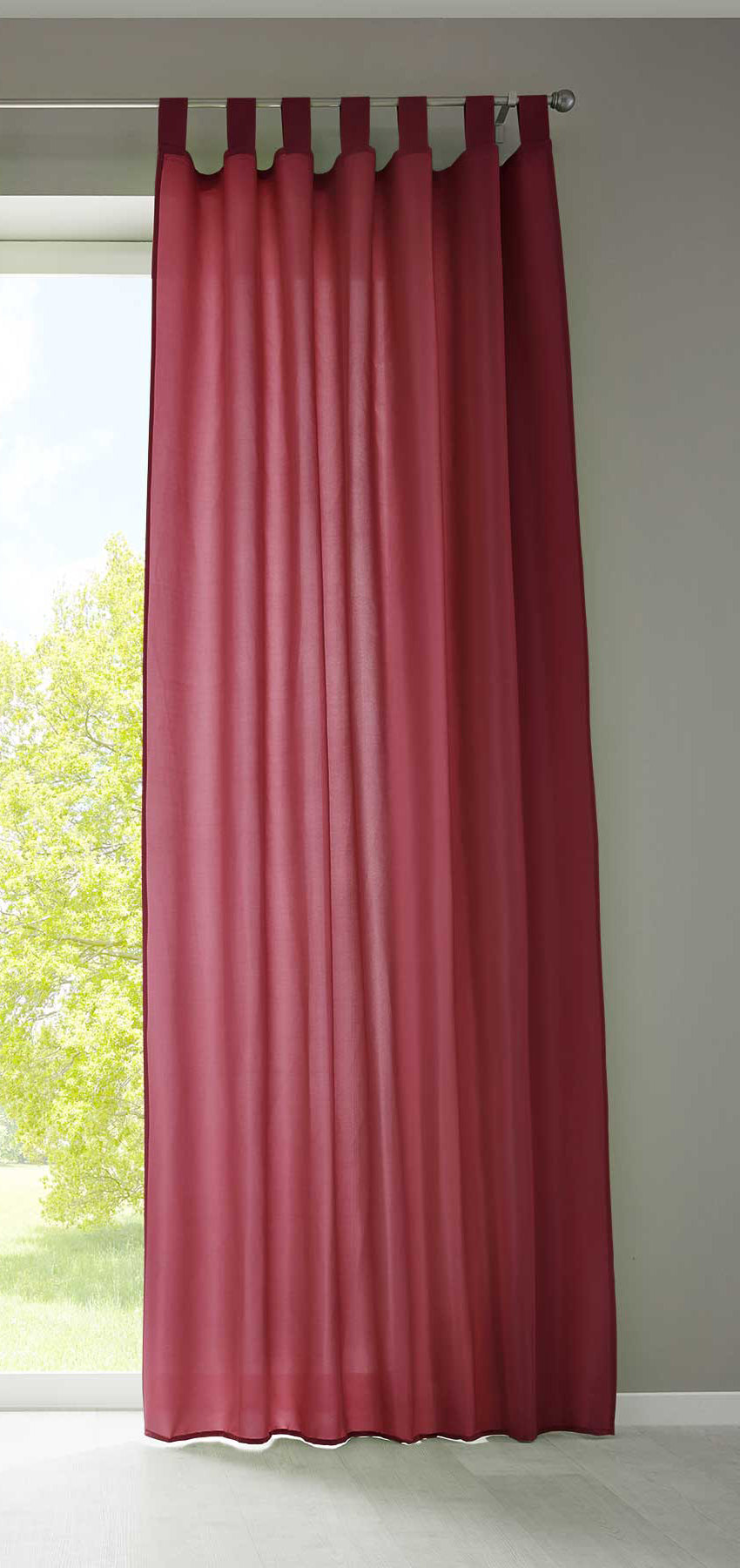 1er Set Vorhang Schal Schlaufen »Berlin« Microsatin Lichtdurchlässig Kräuselband Uni Matt 20400N Bordeaux HxB 245x140 cm Gardinenschal 20400Nbordeaux | girdainenbox.com