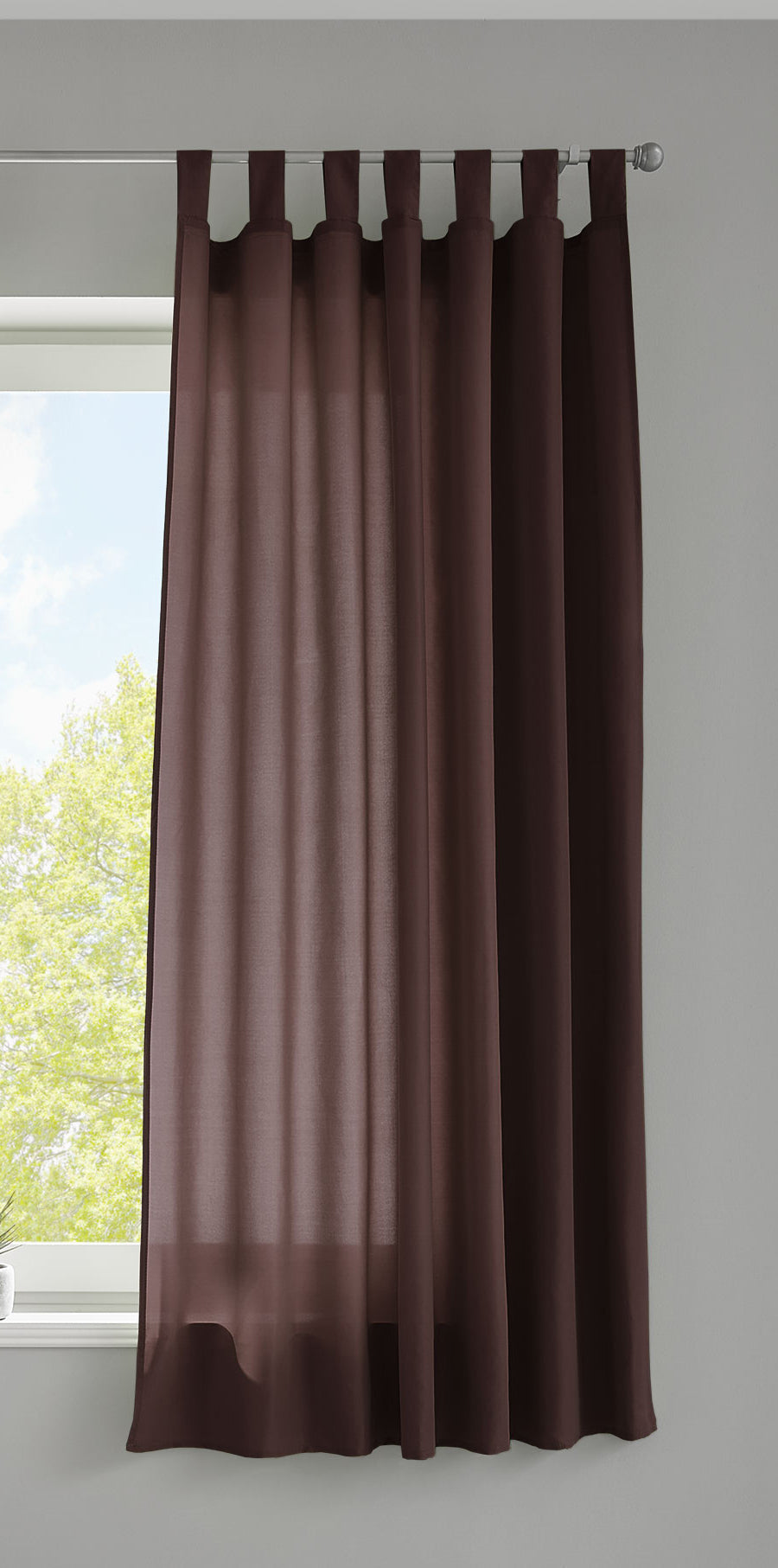 1er Set Vorhang Schal Schlaufen »Berlin« Microsatin Lichtdurchlässig Kräuselband Uni Matt 20400N Braun HxB 175x140 cm Gardinenschal 20400Nbraun-175_2 | girdainenbox.com