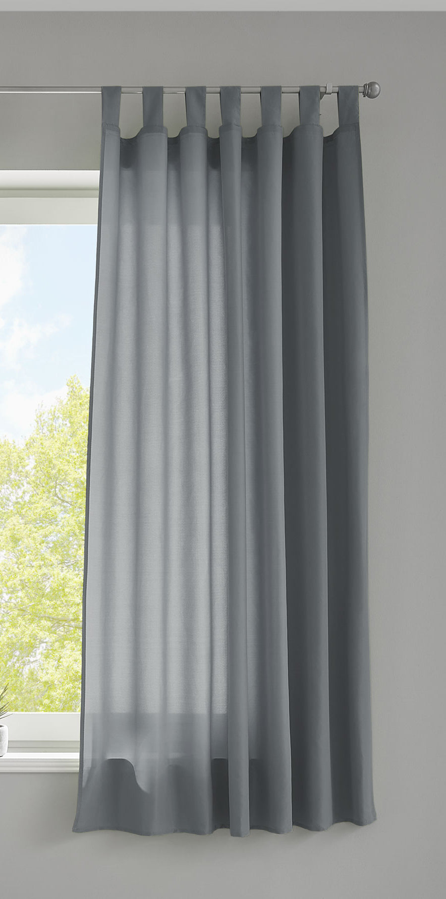 1er Set Vorhang Schal Schlaufen »Berlin« Microsatin Lichtdurchlässig Kräuselband Uni Matt 20400N Grau HxB 175x140 cm Gardinenschal 20400Ngrau-175_2 | girdainenbox.com