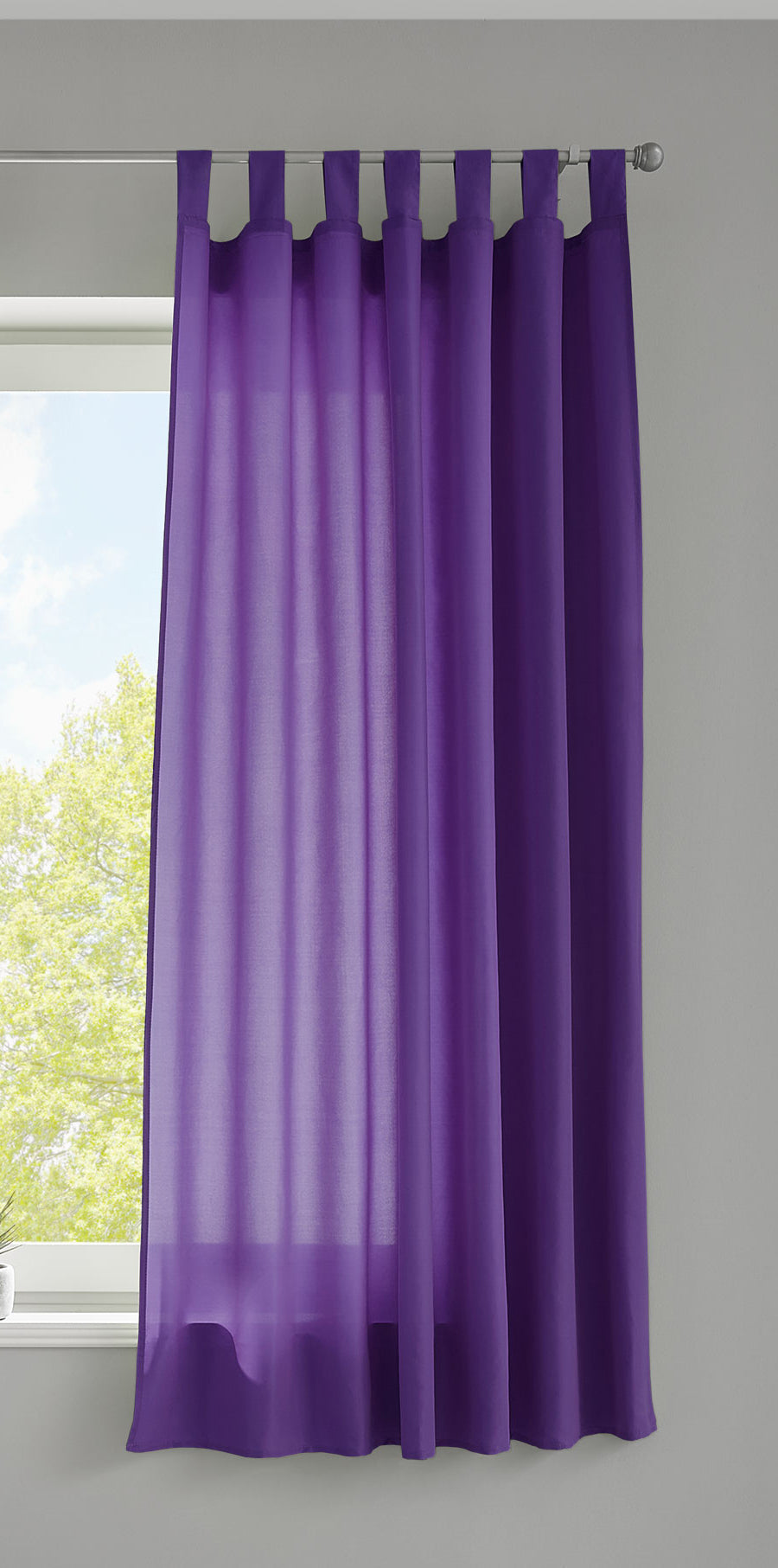 1er Set Vorhang Schal Schlaufen »Berlin« Microsatin Lichtdurchlässig Kräuselband Uni Matt 20400N Lila HxB 175x140 cm Gardinenschal 20400Nlila-175_2 | girdainenbox.com