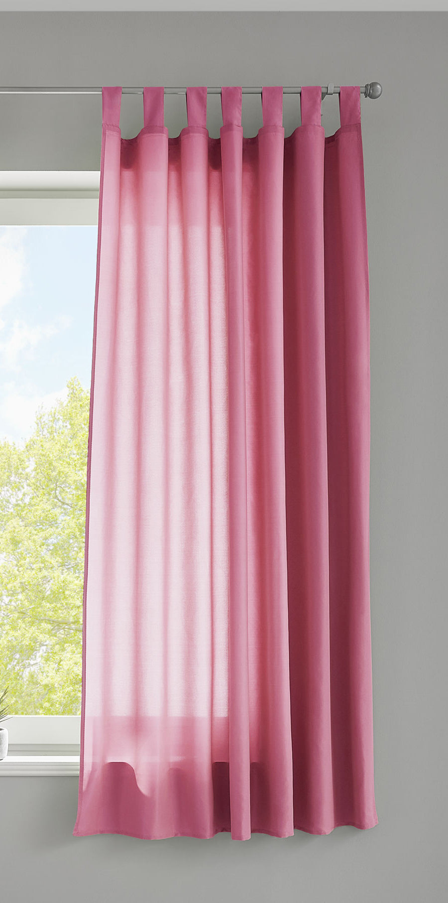 1er Set Vorhang Schal Schlaufen »Berlin« Microsatin Lichtdurchlässig Kräuselband Uni Matt 20400N Pink HxB 175x140 cm Gardinenschal 20400Npink-175_2 | girdainenbox.com
