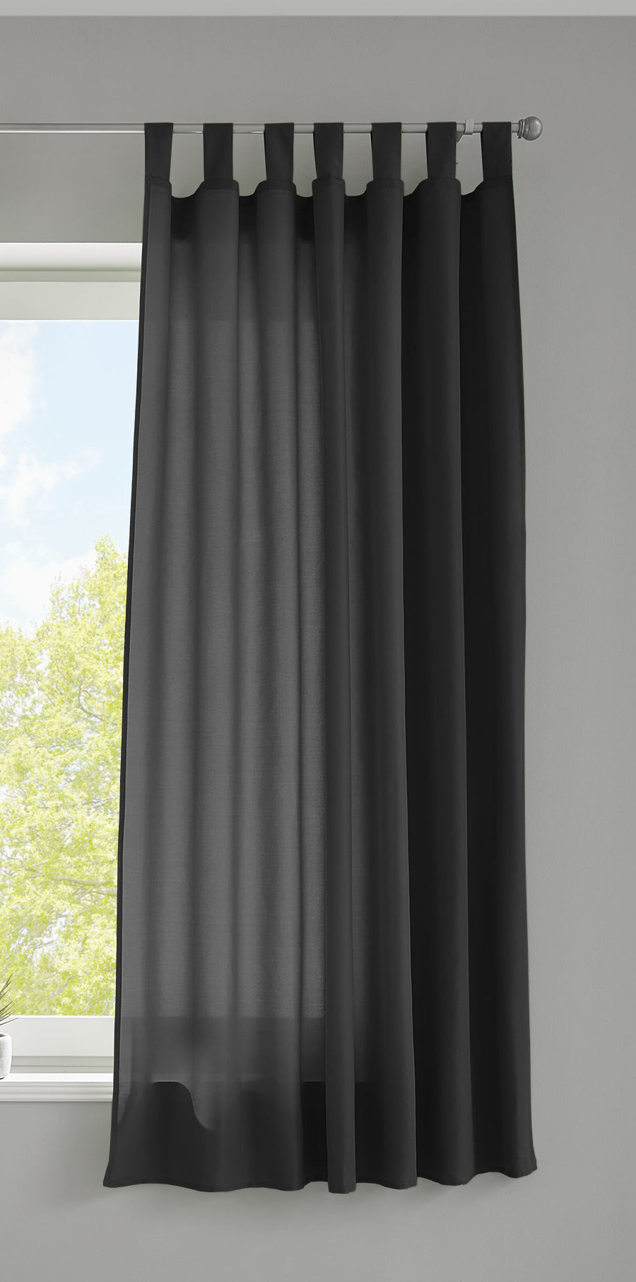 1er Set Vorhang Schal Schlaufen »Berlin« Microsatin Lichtdurchlässig Kräuselband Uni Matt 20400N Schwarz HxB 175x140 cm Gardinenschal 20400Nschwarz-175_2 | girdainenbox.com