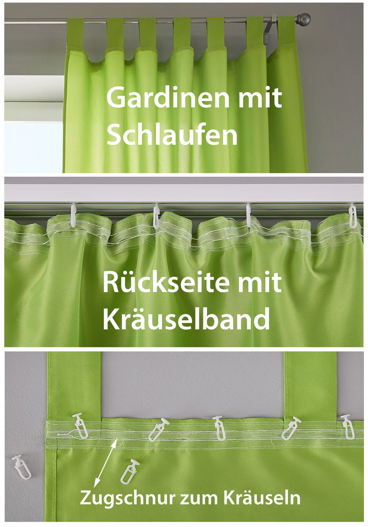 2er Set Vorhänge Schal Schlaufen »Berlin« Microsatin Lichtdurchlässig Kräuselband Uni Matt 20400N2 Vorhang 20400_KOLLAGE_13_38226cf0-0aed-4f53-86c8-f486f47a700a | girdainenbox.com