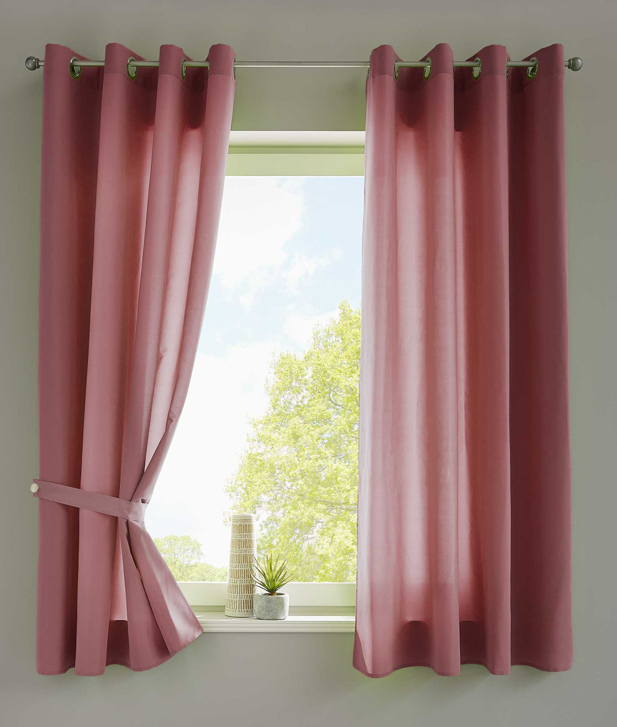 2er Set Vorhänge Schal Ösen »Berlin« Microsatin Lichtdurchlässig Uni Matt 20405N2 Altrosa HxB 145x140 cm Vorhang 20405N2altrosa-175 | girdainenbox.com