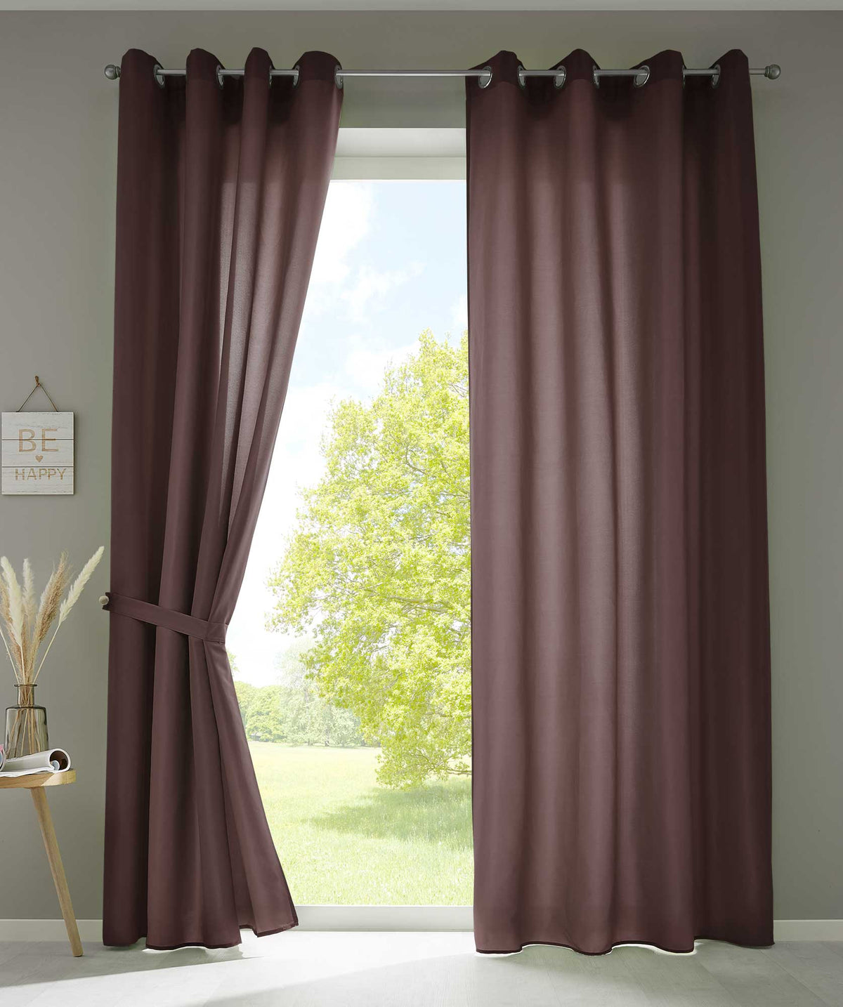 2er Set Vorhänge Schal Ösen »Berlin« Microsatin Lichtdurchlässig Uni Matt 20405N2 Braun HxB 245x140 cm Vorhang 20405N2braun_93d1140b-86d1-42d5-8faf-3c09ea3511a2 | girdainenbox.com