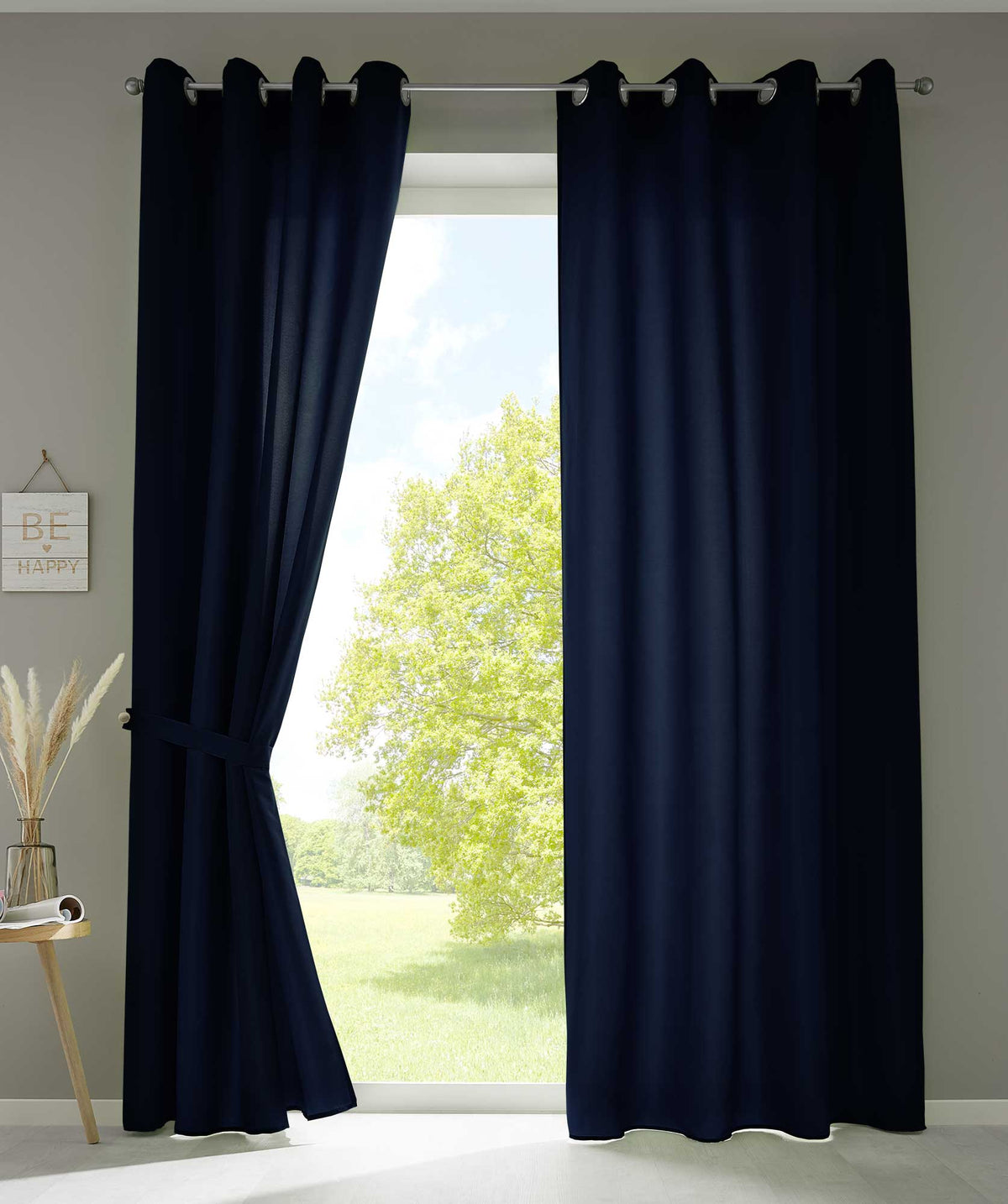 2er Set Vorhänge Schal Ösen »Berlin« Microsatin Lichtdurchlässig Uni Matt 20405N2 Dunkelblau HxB 245x140 cm Vorhang 20405N2dunkelblau_9b6a764f-d39b-4148-8e92-896ae04828ff | girdainenbox.com