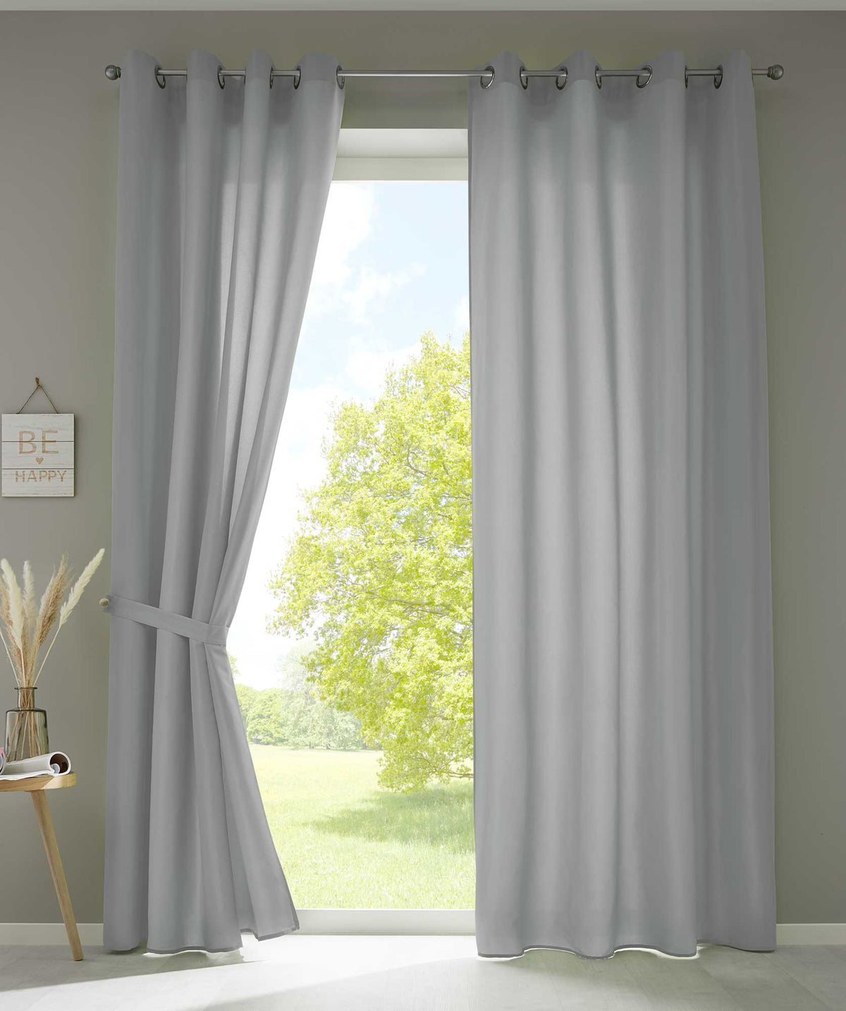 2er Set Vorhänge Schal Ösen »Berlin« Microsatin Lichtdurchlässig Uni Matt 20405N2 Grau HxB 245x140 cm Vorhang 20405N2grau_d4b39757-b857-4adc-8dd0-5ea0ccef906d | girdainenbox.com