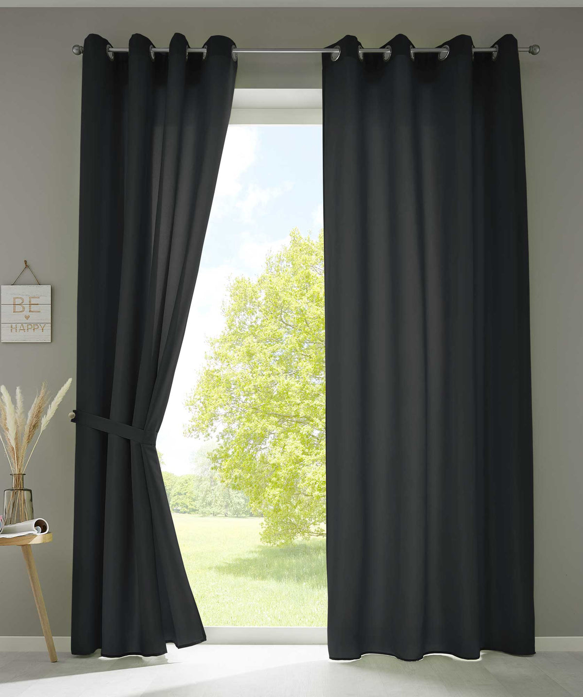 2er Set Vorhänge Schal Ösen »Berlin« Microsatin Lichtdurchlässig Uni Matt 20405N2 Schwarz HxB 245x140 cm Vorhang 20405N2schwarz_00b42012-fdde-4211-90fa-5c0ed4701676 | girdainenbox.com