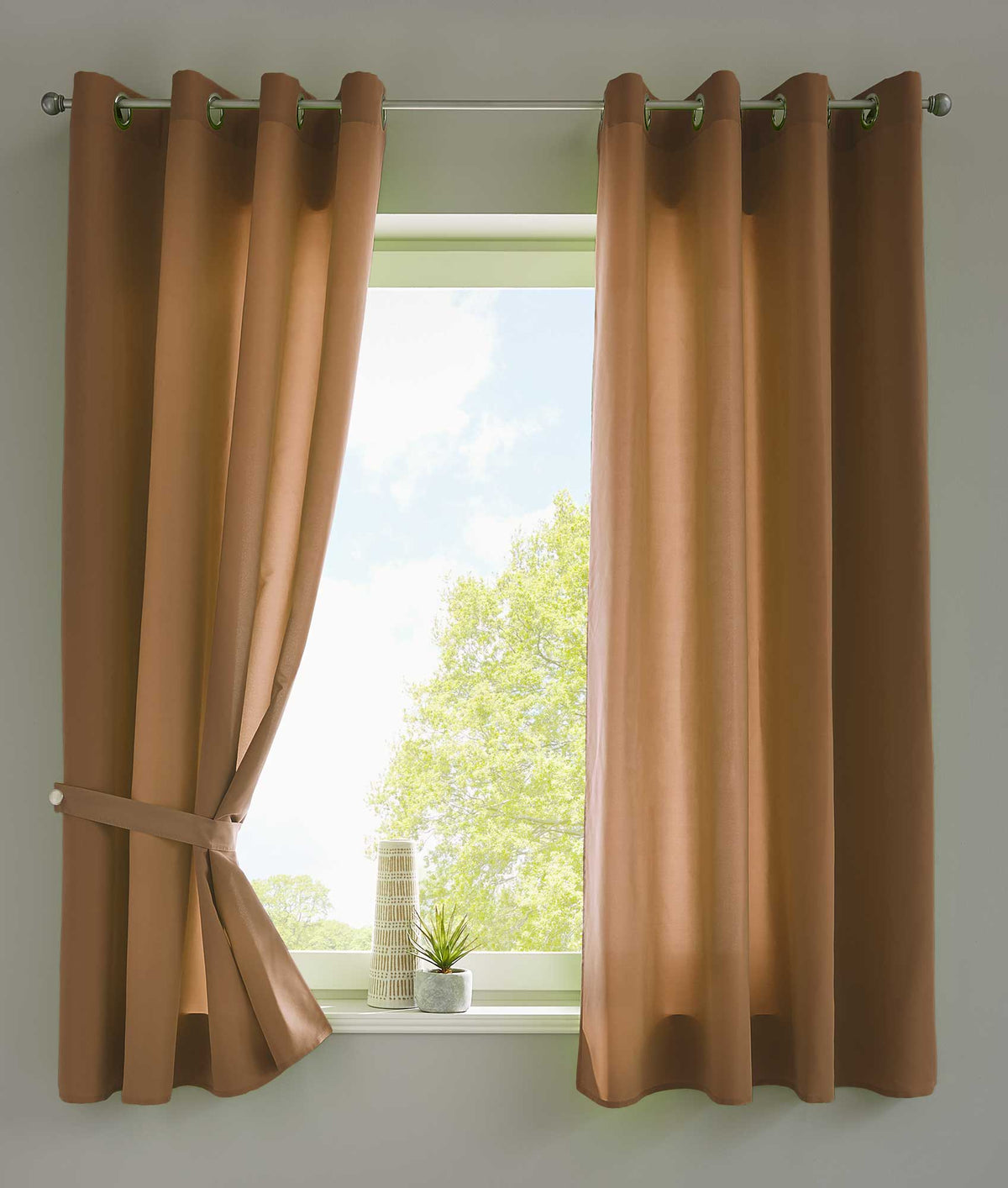 2er Set Vorhänge Schal Ösen »Berlin« Microsatin Lichtdurchlässig Uni Matt 20405N2 Taupe HxB 145x140 cm Vorhang 20405N2taupe-175 | girdainenbox.com