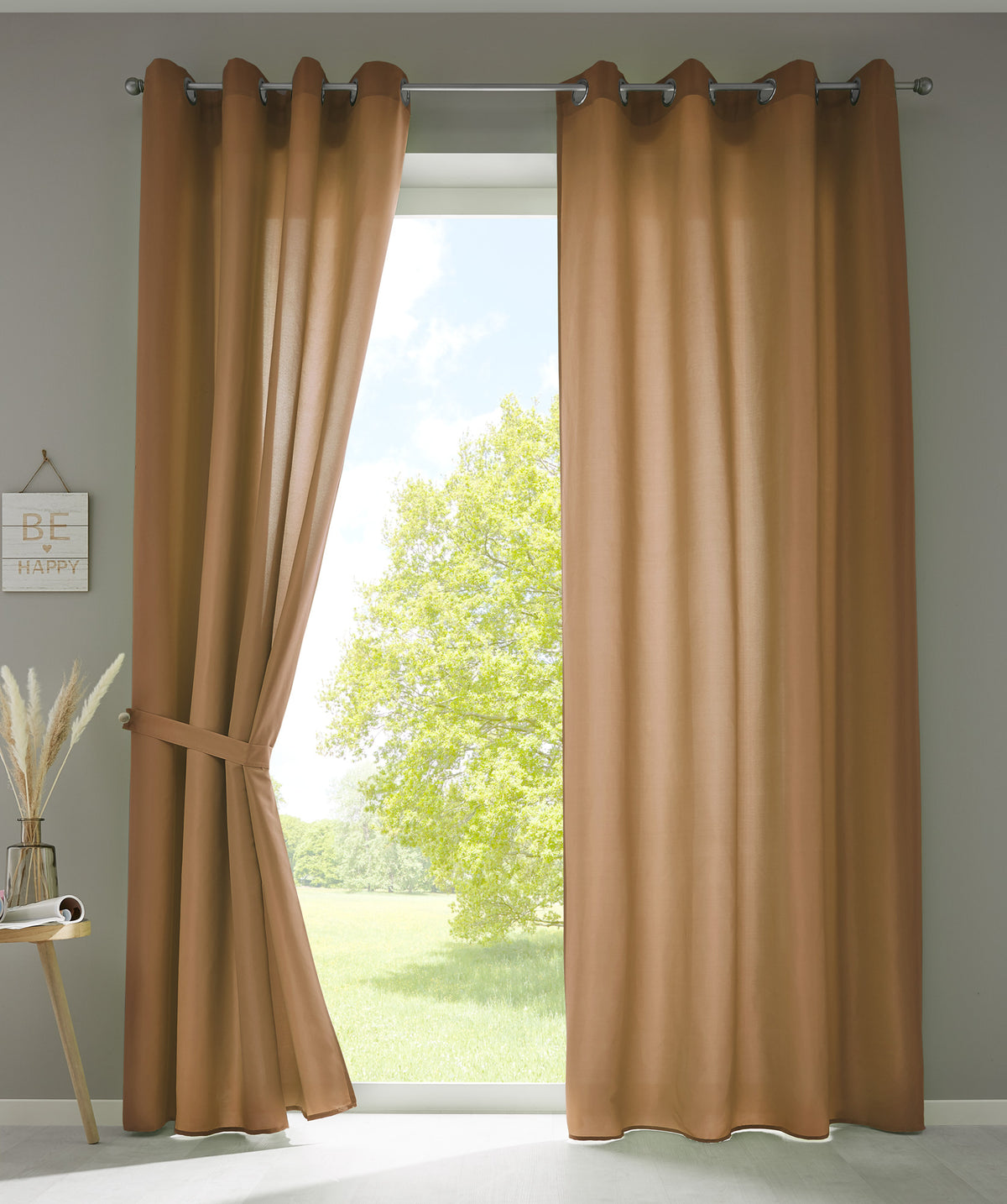 2er Set Vorhänge Schal Ösen »Berlin« Microsatin Lichtdurchlässig Uni Matt 20405N2 Taupe HxB 175x140 cm Vorhang 20405N2taupe_8b55d4ef-0373-47df-9b3c-42dcd4caa9db | girdainenbox.com