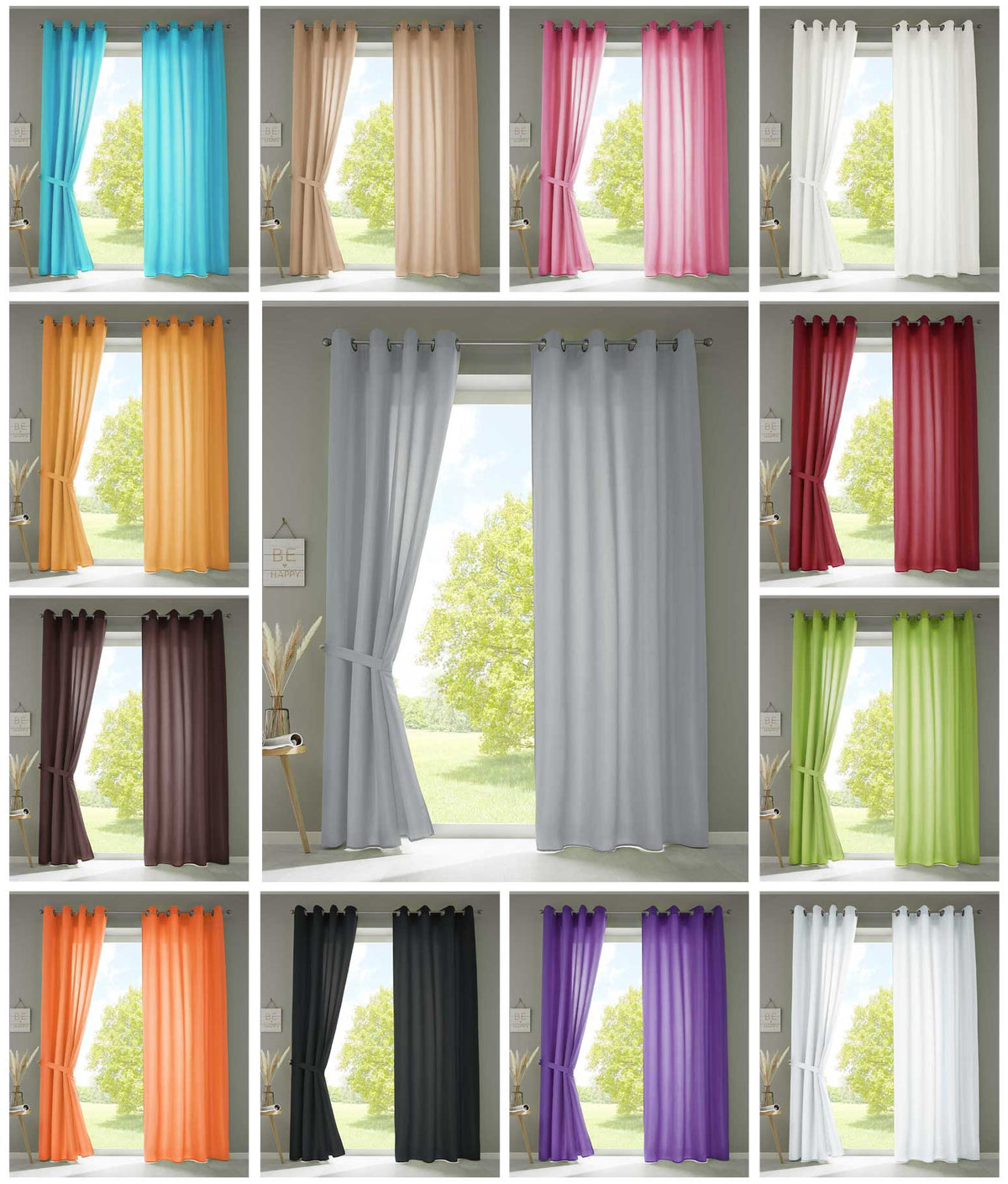 2er Set Vorhänge Schal Ösen »Berlin« Microsatin Lichtdurchlässig Uni Matt 20405N2 Vorhang 20405N2var | girdainenbox.com