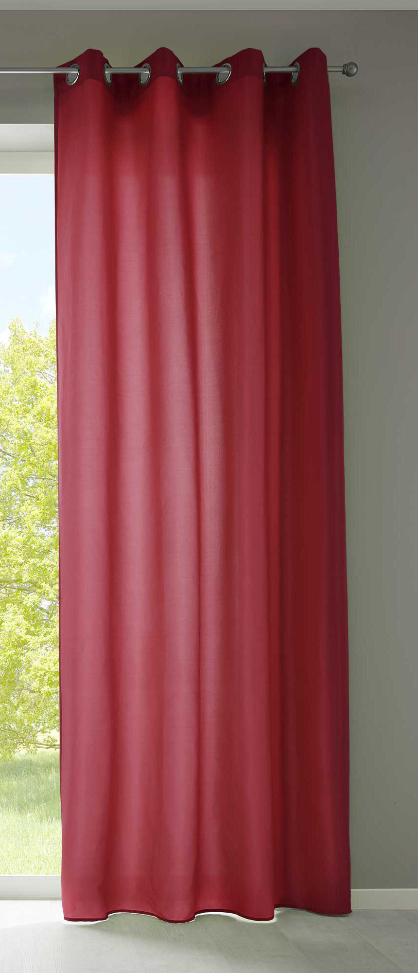 1er Set Vorhänge Schal Ösen »Berlin« Microsatin Lichtdurchlässig Uni Matt 20405N Bordeaux HxB 225x140 cm Vorhang 20405Nbordeaux_b396eabc-3f2b-47cf-94ce-de1c4c0e875b | girdainenbox.com