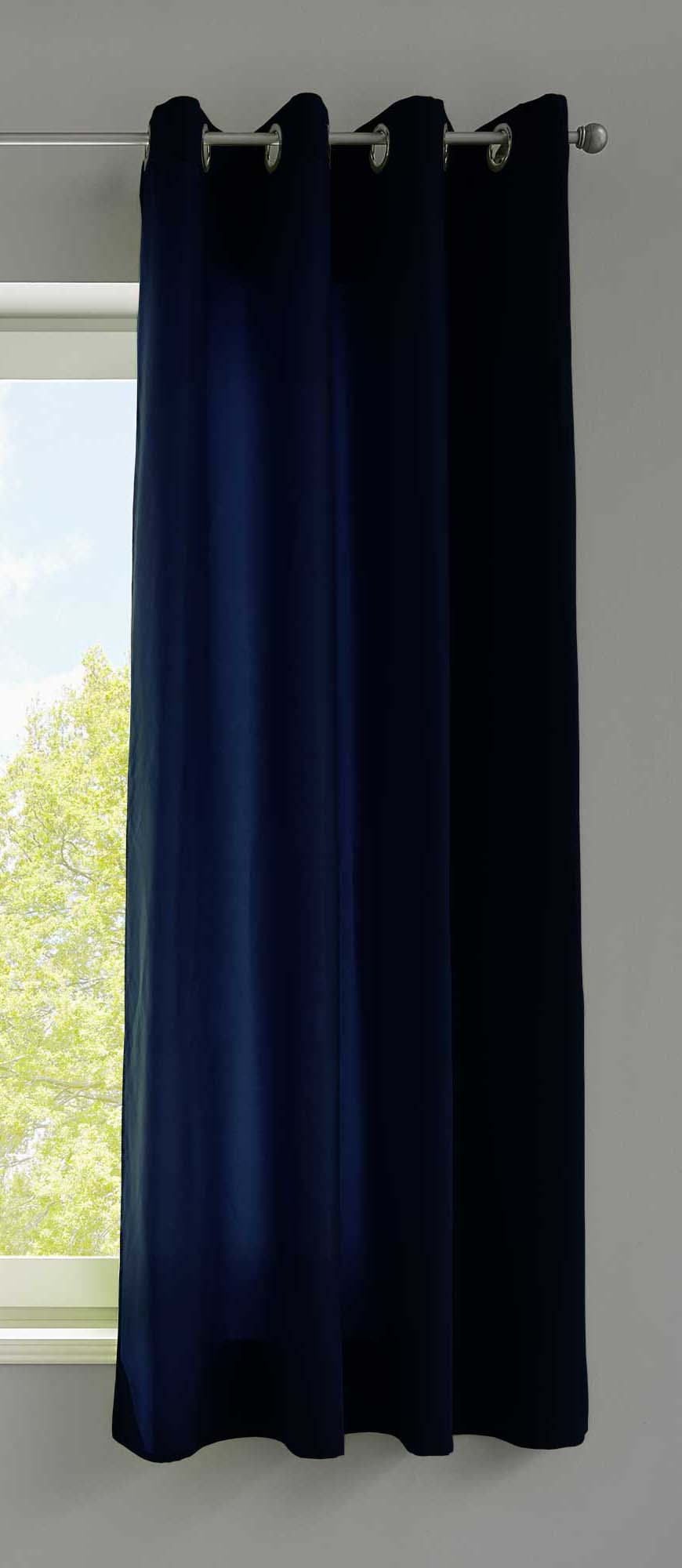 1er Set Vorhänge Schal Ösen »Berlin« Microsatin Lichtdurchlässig Uni Matt 20405N Dunkelblau HxB 145x140 cm Vorhang 20405Ndunkelblau-175 | girdainenbox.com