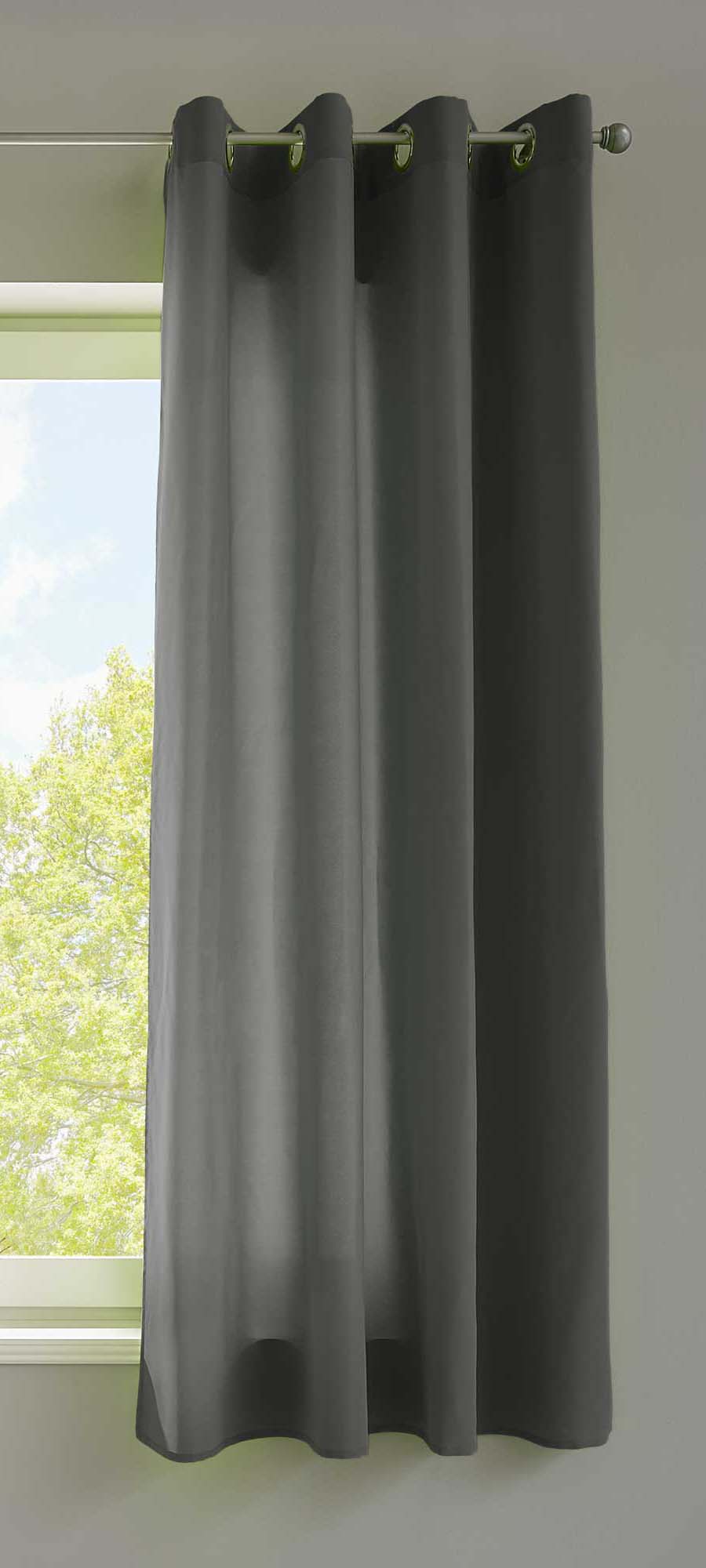 1er Set Vorhänge Schal Ösen »Berlin« Microsatin Lichtdurchlässig Uni Matt 20405N Dunkelgrau HxB 145x140 cm Vorhang 20405Ndunkelgrau-175 | girdainenbox.com