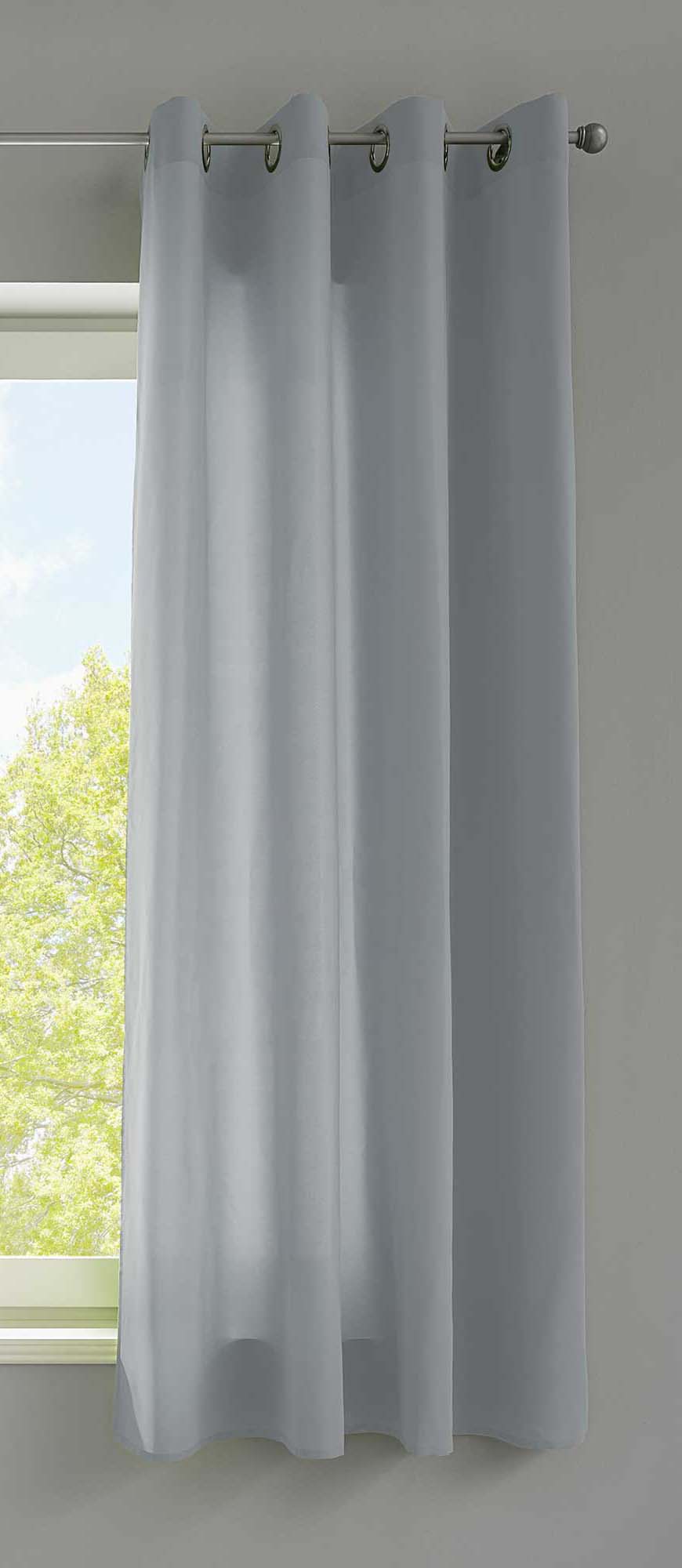 1er Set Vorhänge Schal Ösen »Berlin« Microsatin Lichtdurchlässig Uni Matt 20405N Grau HxB 145x140 cm Vorhang 20405Ngrau-175 | girdainenbox.com