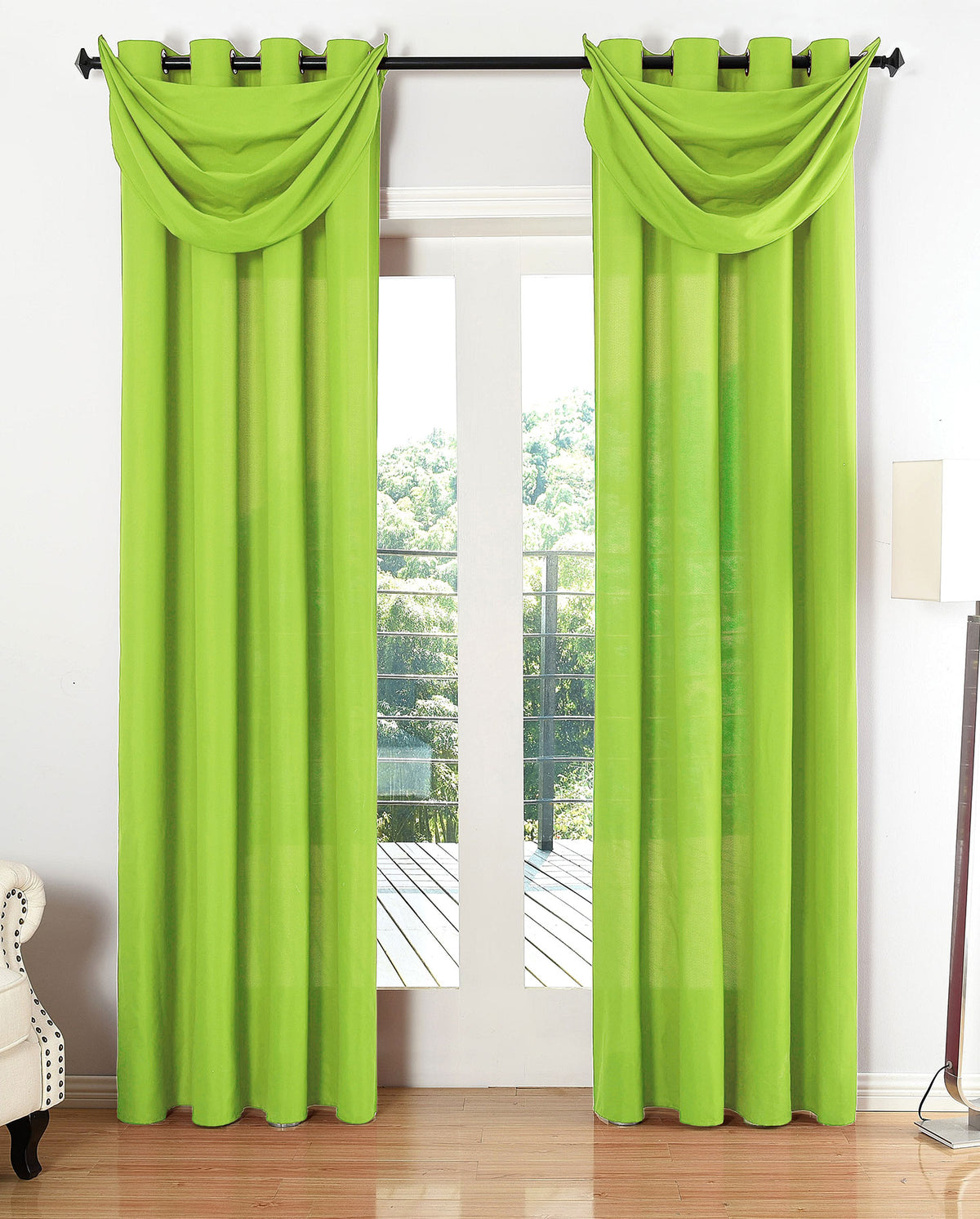 Vorhang Set Schal Ösen Microsatin Segeltuch Querbehang lichtdurchlässig Deko Wohnzimmer 20405S4 Apfelgrün HxB 175x140 cm Vorhang Set 20405S4apfelgruen | girdainenbox.com