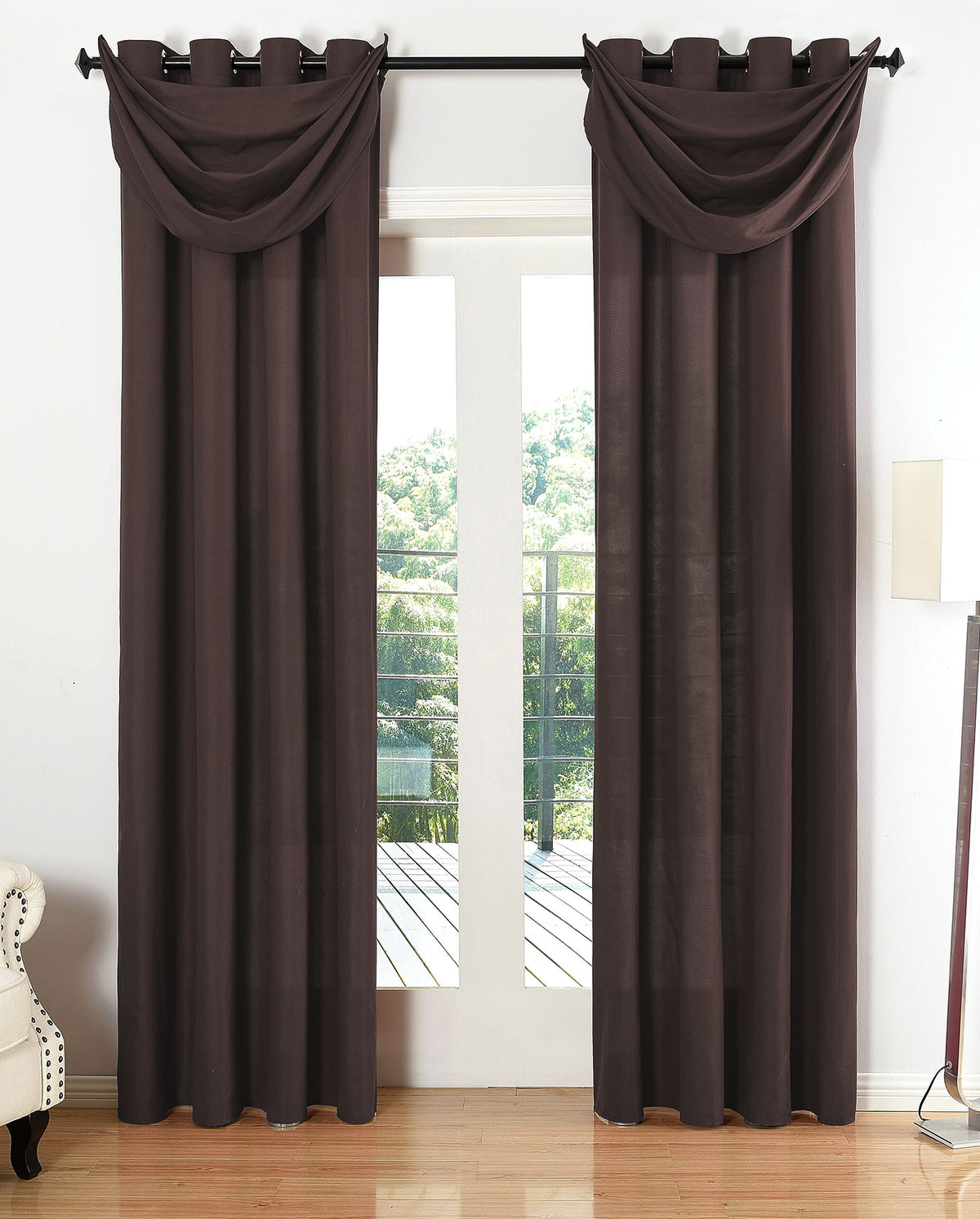 Vorhang Set Schal Ösen Microsatin Segeltuch Querbehang lichtdurchlässig Deko Wohnzimmer 20405S4 Braun HxB 225x140 cm Vorhang Set 20405S4braun_e3f735ff-ce75-4f80-8f7c-0df930dbd5dc | girdainenbox.com