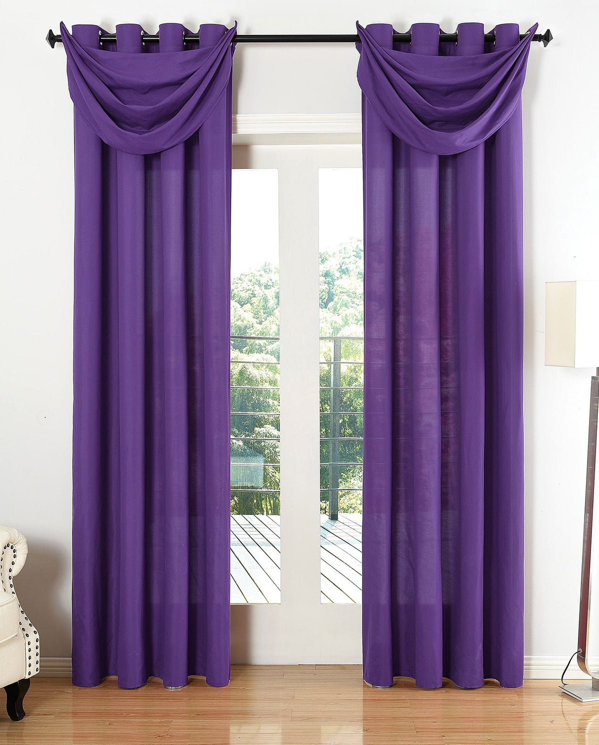 Vorhang Set Schal Ösen Microsatin Segeltuch Querbehang lichtdurchlässig Deko Wohnzimmer 20405S4 Lila HxB 225x140 cm Vorhang Set 20405S4lila_249255c7-bc18-45f7-ab5d-99fea170108e | girdainenbox.com