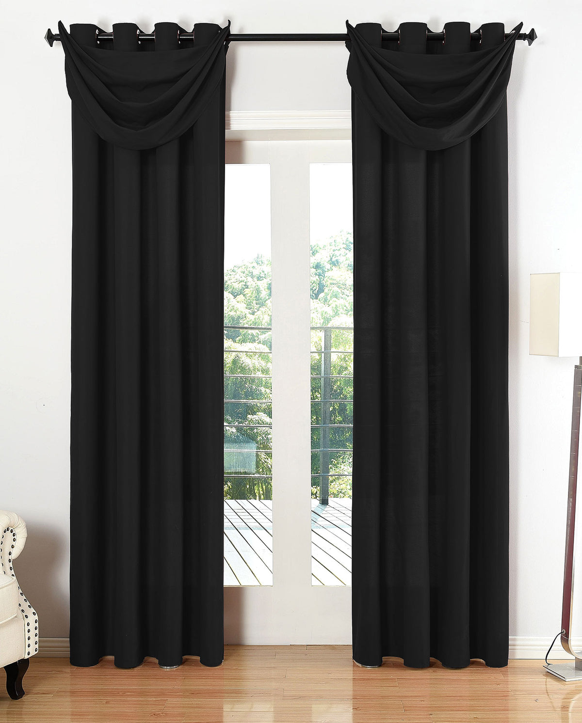Vorhang Set Schal Ösen Microsatin Segeltuch Querbehang lichtdurchlässig Deko Wohnzimmer 20405S4 Schwarz HxB 245x140 cm Vorhang Set 20405S4schwarz_800c735e-4cdd-45bf-81e4-c73576ccc97c | girdainenbox.com