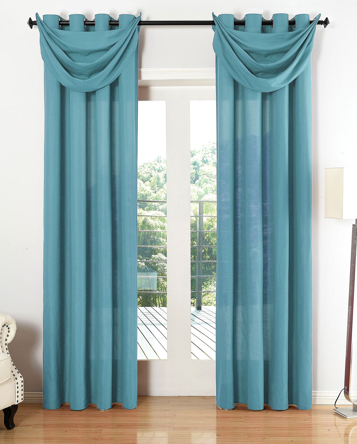 Vorhang Set Schal Ösen Microsatin Segeltuch Querbehang lichtdurchlässig Deko Wohnzimmer 20405S4 Türkis HxB 245x140 cm Vorhang Set 20405S4tuerkis_fab283da-b764-405e-8fd5-b1c39ea8551f | girdainenbox.com