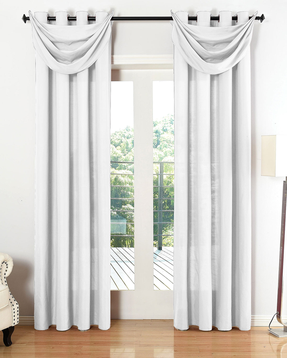 Vorhang Set Schal Ösen Microsatin Segeltuch Querbehang lichtdurchlässig Deko Wohnzimmer 20405S4 Weiß HxB 175x140 cm Vorhang Set 20405S4weiss | girdainenbox.com