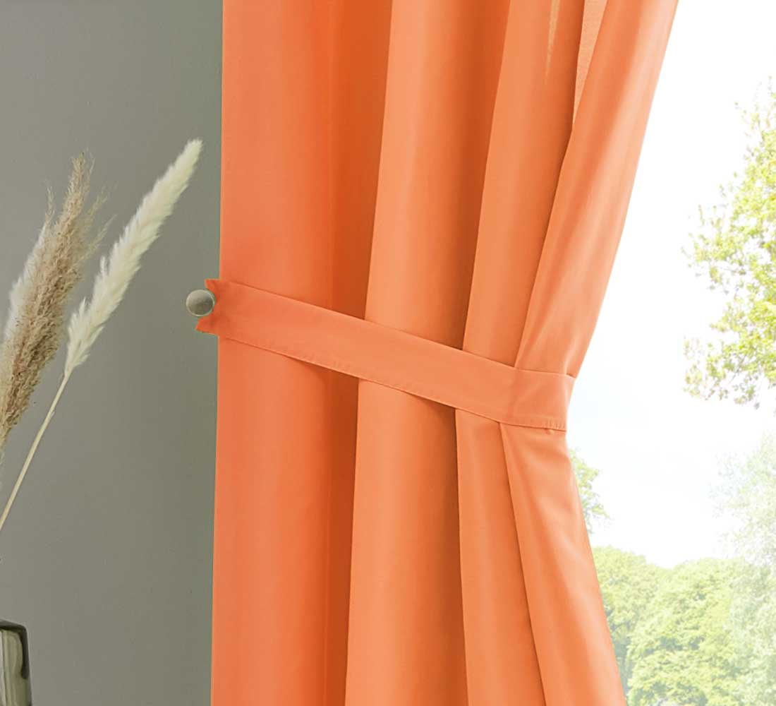 2er Set Vorhänge Schal Schlaufen »Berlin« Microsatin Lichtdurchlässig Kräuselband Uni Matt 20400N2 Vorhang 20405_raff_orange_1_74e2dacc-2fc1-44af-9a40-6772e51716bb | girdainenbox.com