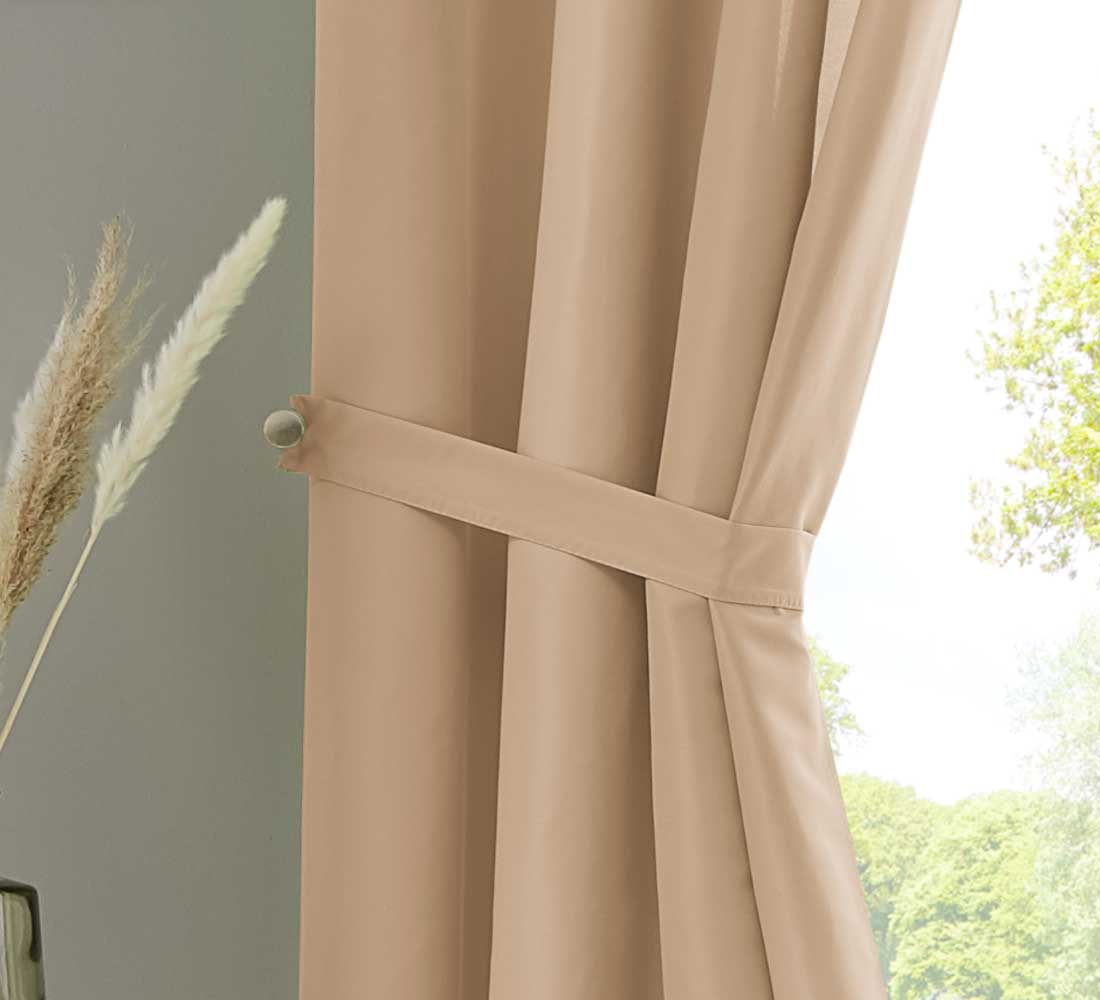 2er Set Vorhänge Schal Ösen »Berlin« Microsatin Lichtdurchlässig Uni Matt 20405N2 Vorhang 20405_raff_sand | girdainenbox.com