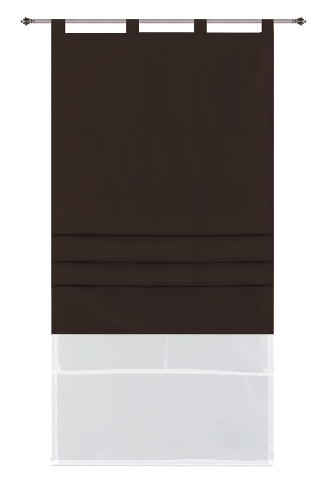 Doppel Raffrollo Palma Microsatin matt Voile Faltgardinen Faltrollo Schlaufenrollo mit Universalgardinenband 20410 Braun 60 x 175 (BxH) Raffrollo 20410braun_f3ec6c1b-28f4-4deb-86e6-56b7beeefcc6 | girdainenbox.com