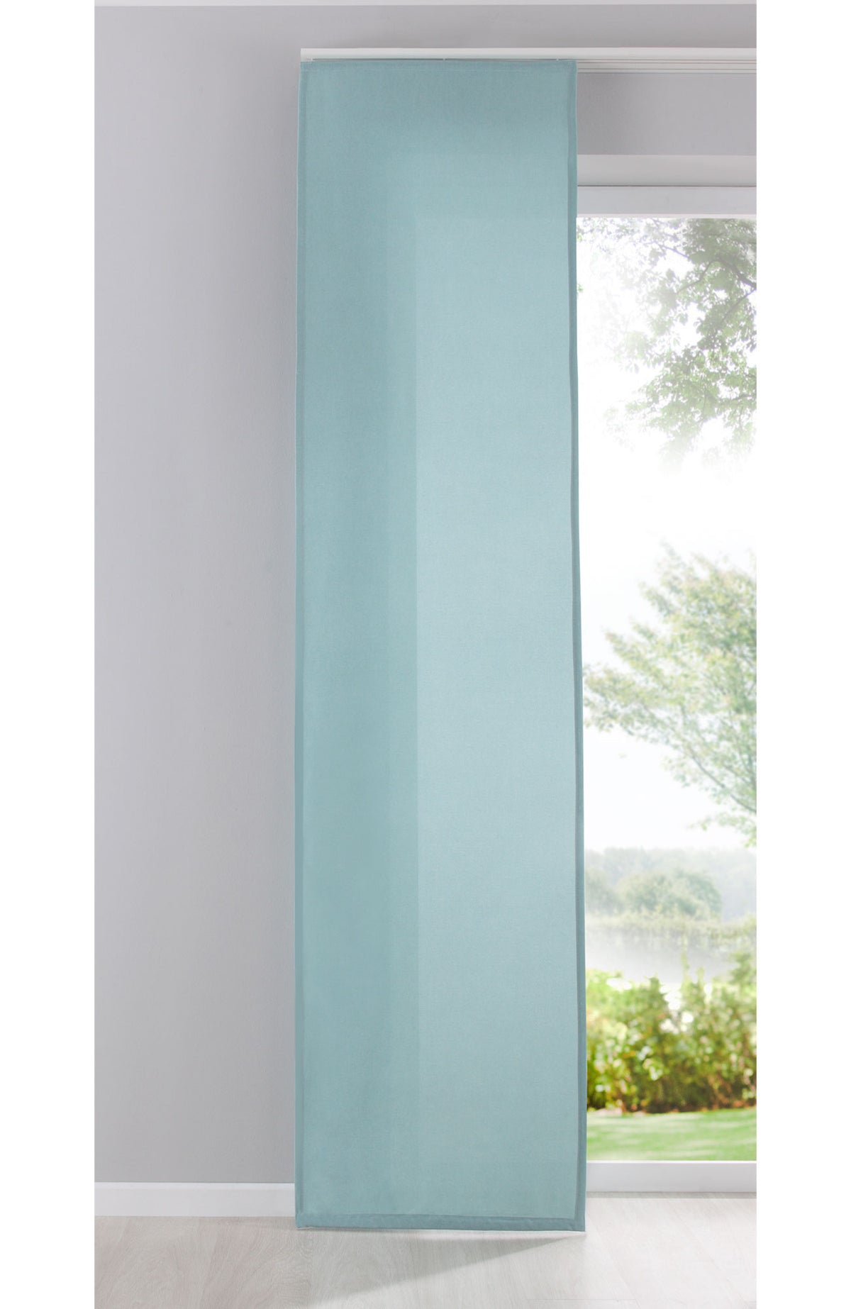 Flächenvorhang Schiebegardine Cationic blickdicht Leinen Optik natura seidenmatt Landhaus Stil 204411 Aqua Schiebegardine 204411aqua | girdainenbox.com