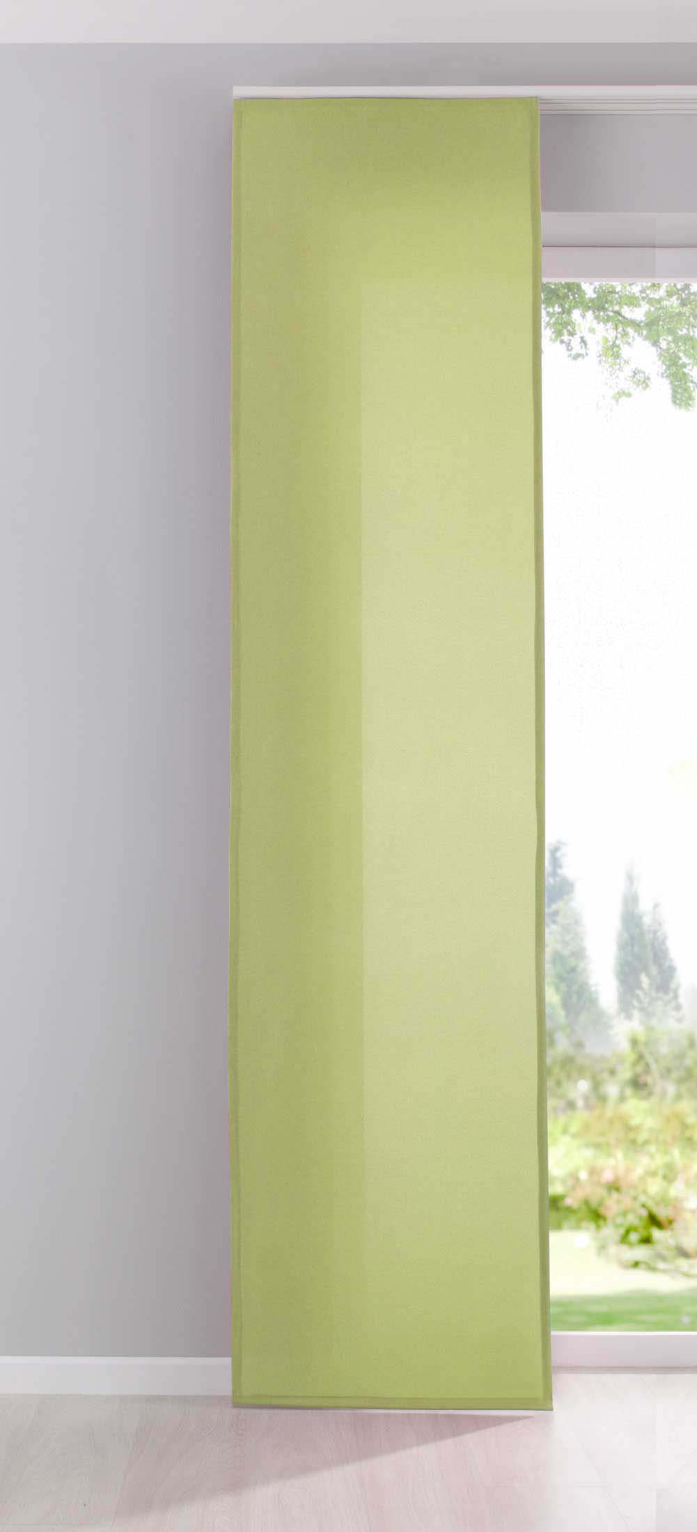 Flächenvorhang Schiebegardine Cationic blickdicht Leinen Optik natura seidenmatt Landhaus Stil 204411 Limette Schiebegardine 204411limette | girdainenbox.com
