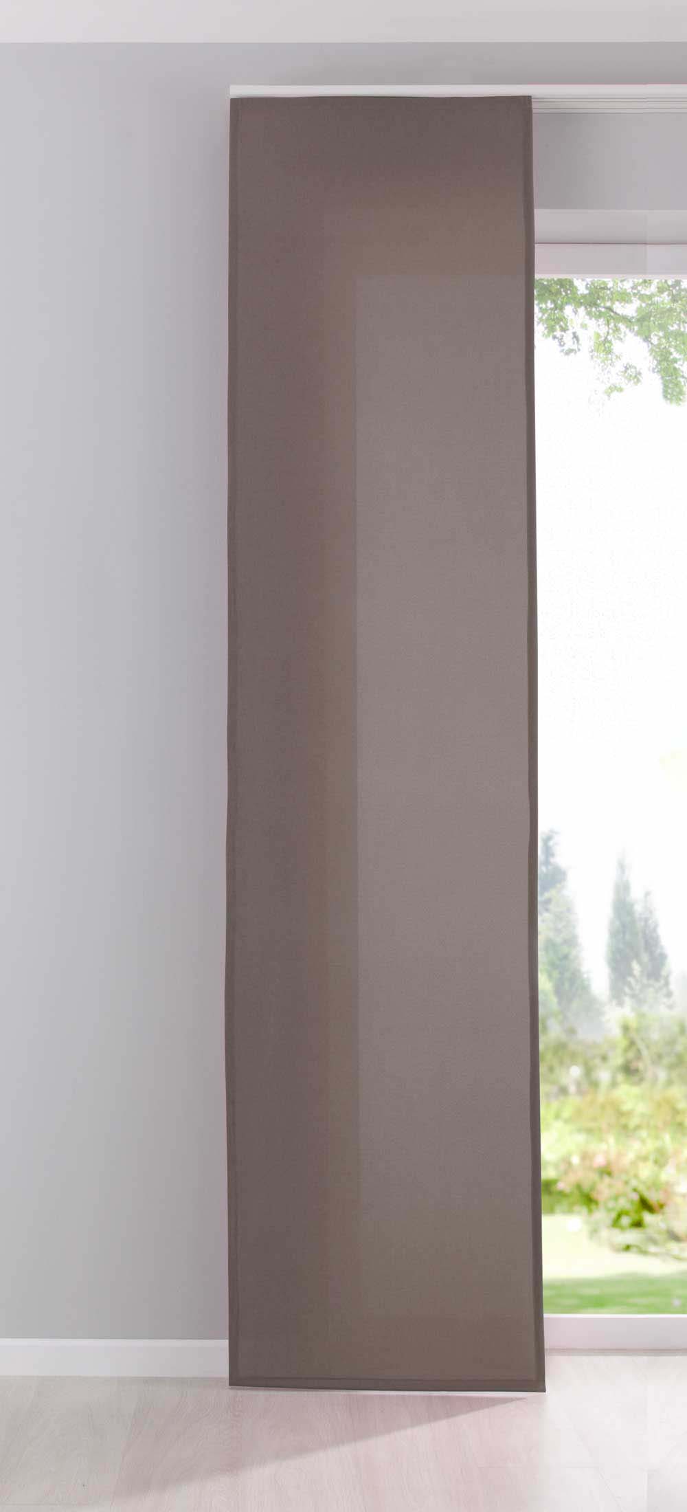 Flächenvorhang Schiebegardine Cationic blickdicht Leinen Optik natura seidenmatt Landhaus Stil 204411 Taupe Schiebegardine 204411taupe | girdainenbox.com